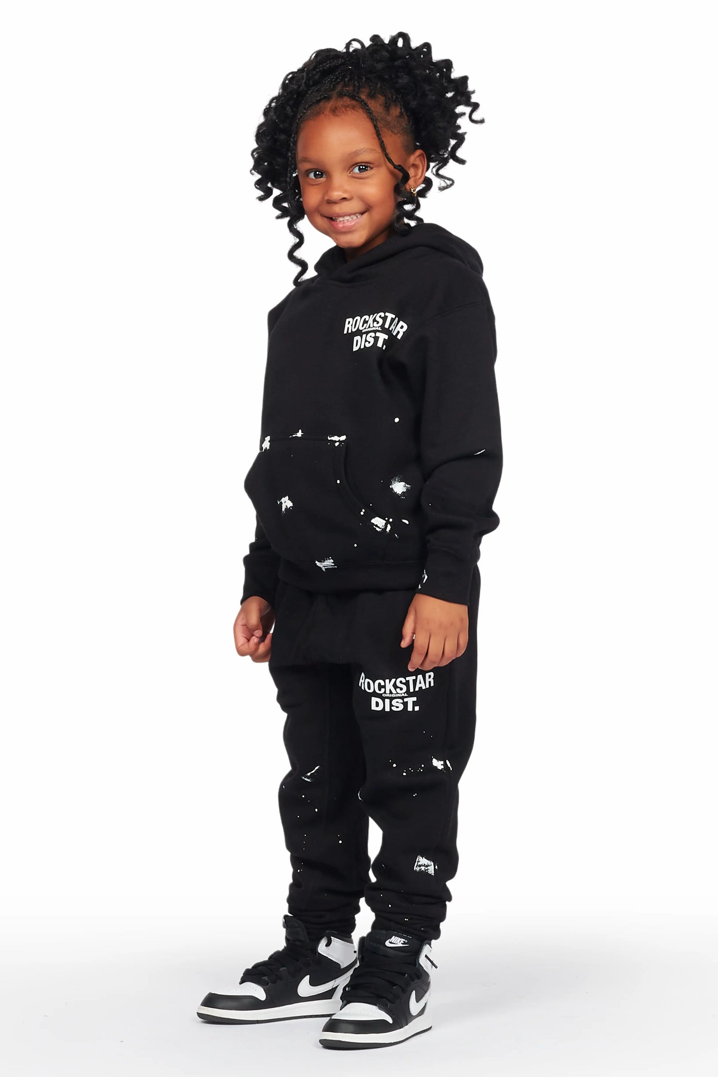 Girls Raffie Black Hoodie Jogger Set