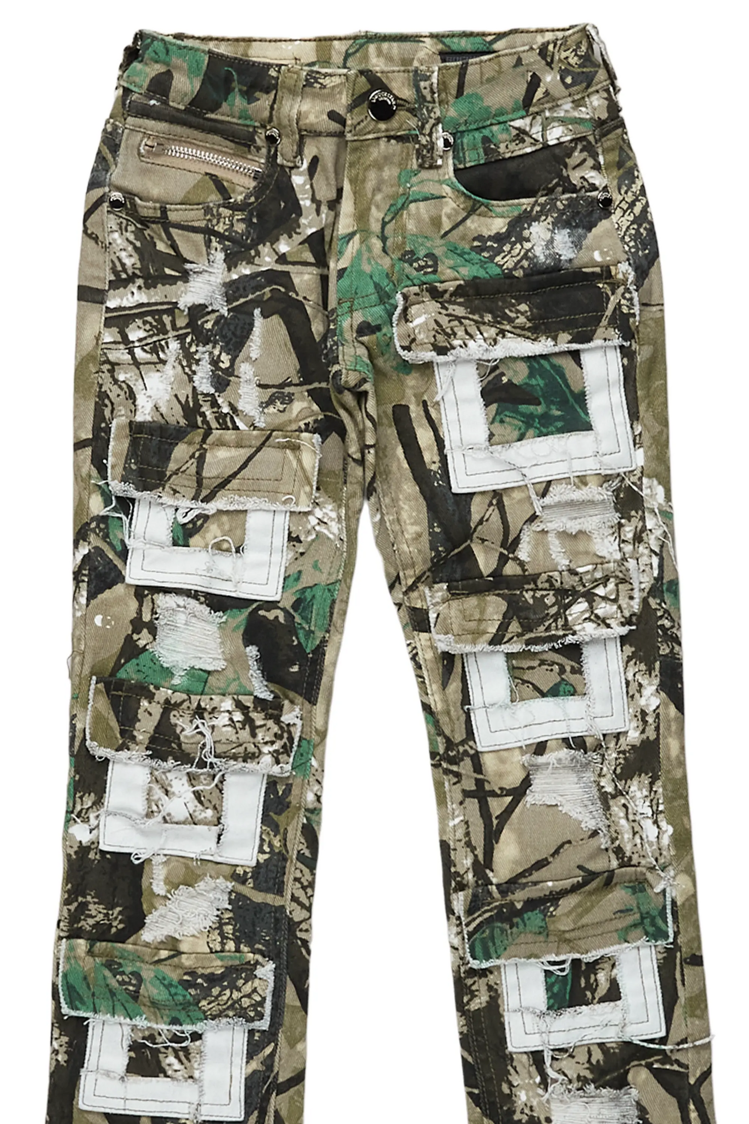 Girls Aalia Tree Camo Super Stacked Flare Jean