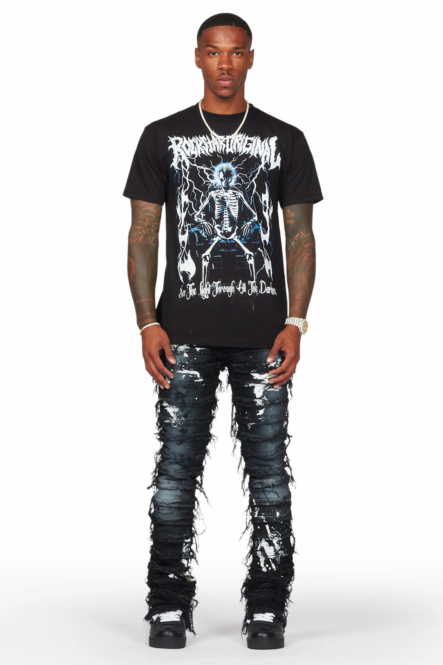 Garson Black Painter Stacked Flare Jean