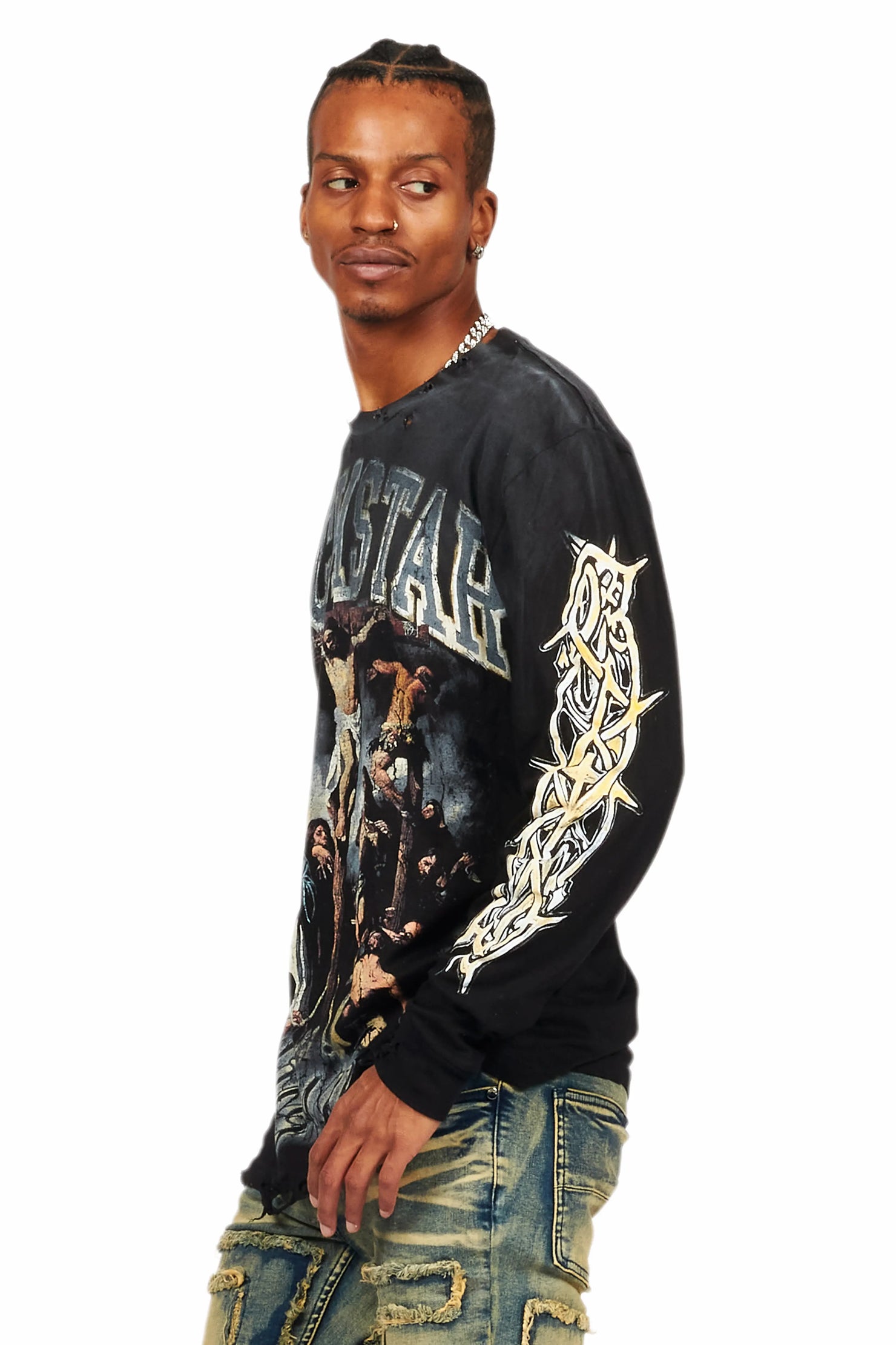 Waller Black Long Sleeve Graphic T-Shirt