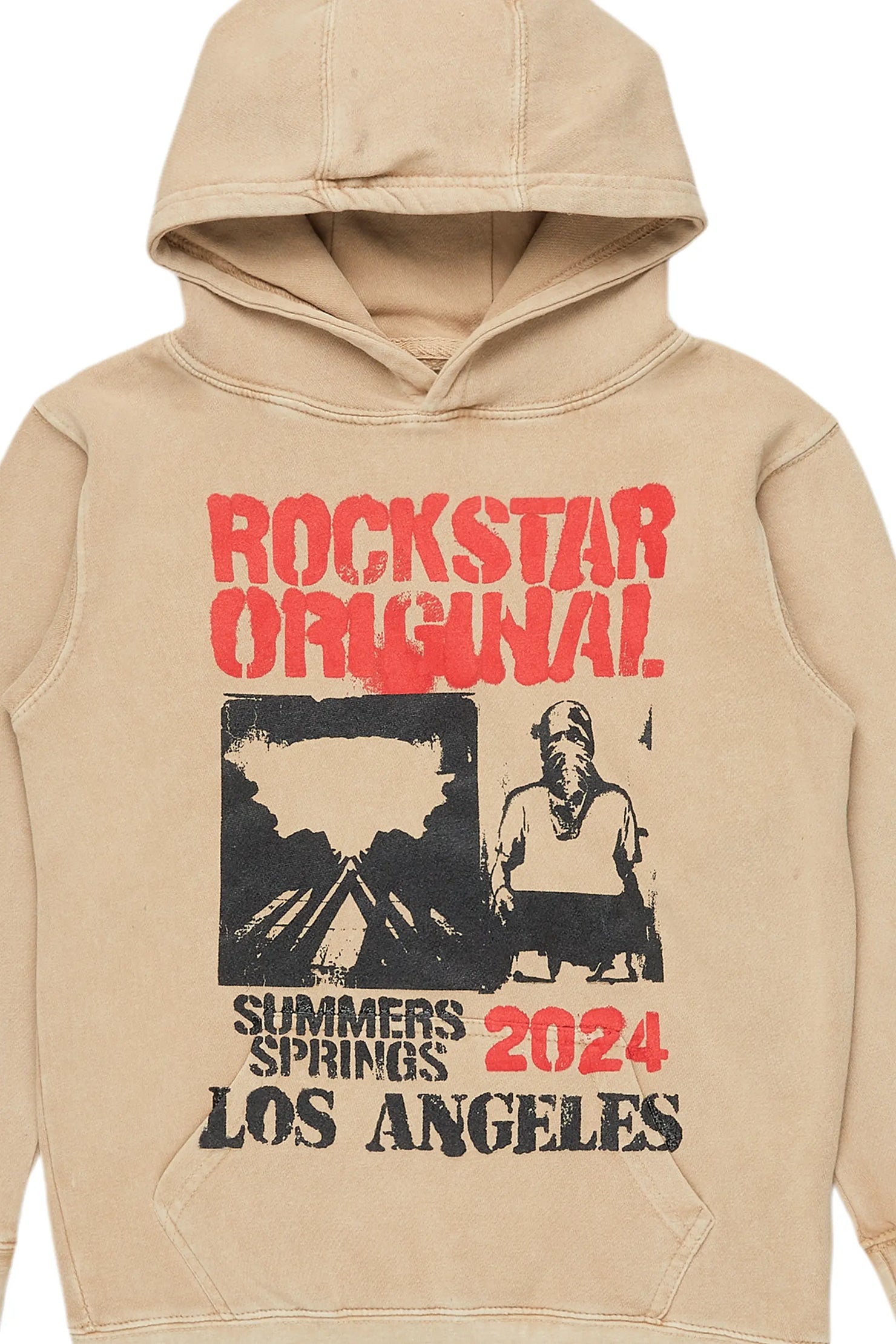 Boys Omer Vintage Beige Graphic Hoodie