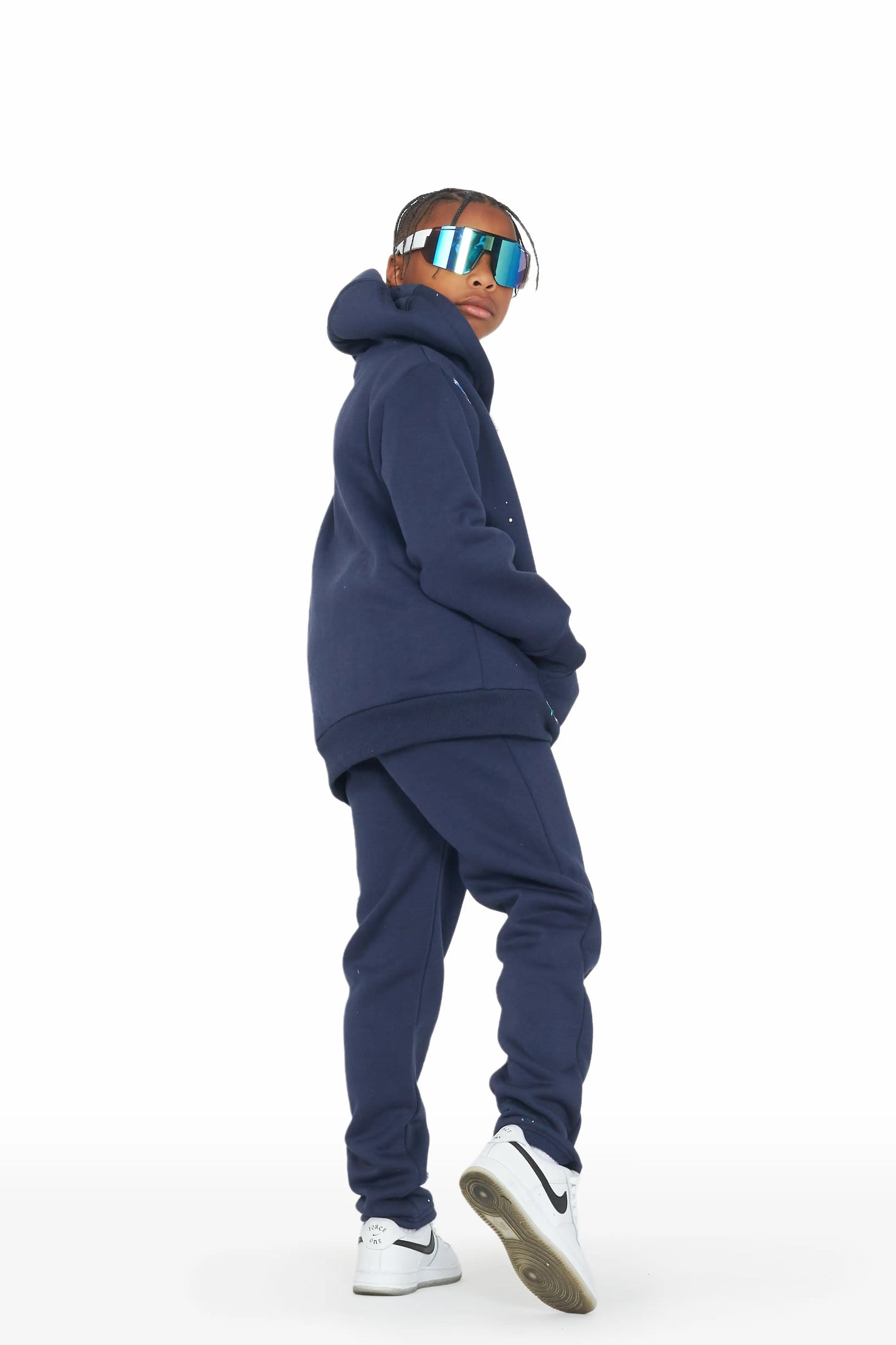 Boys Palmer Navy Hoodie Slim Fit Track Set