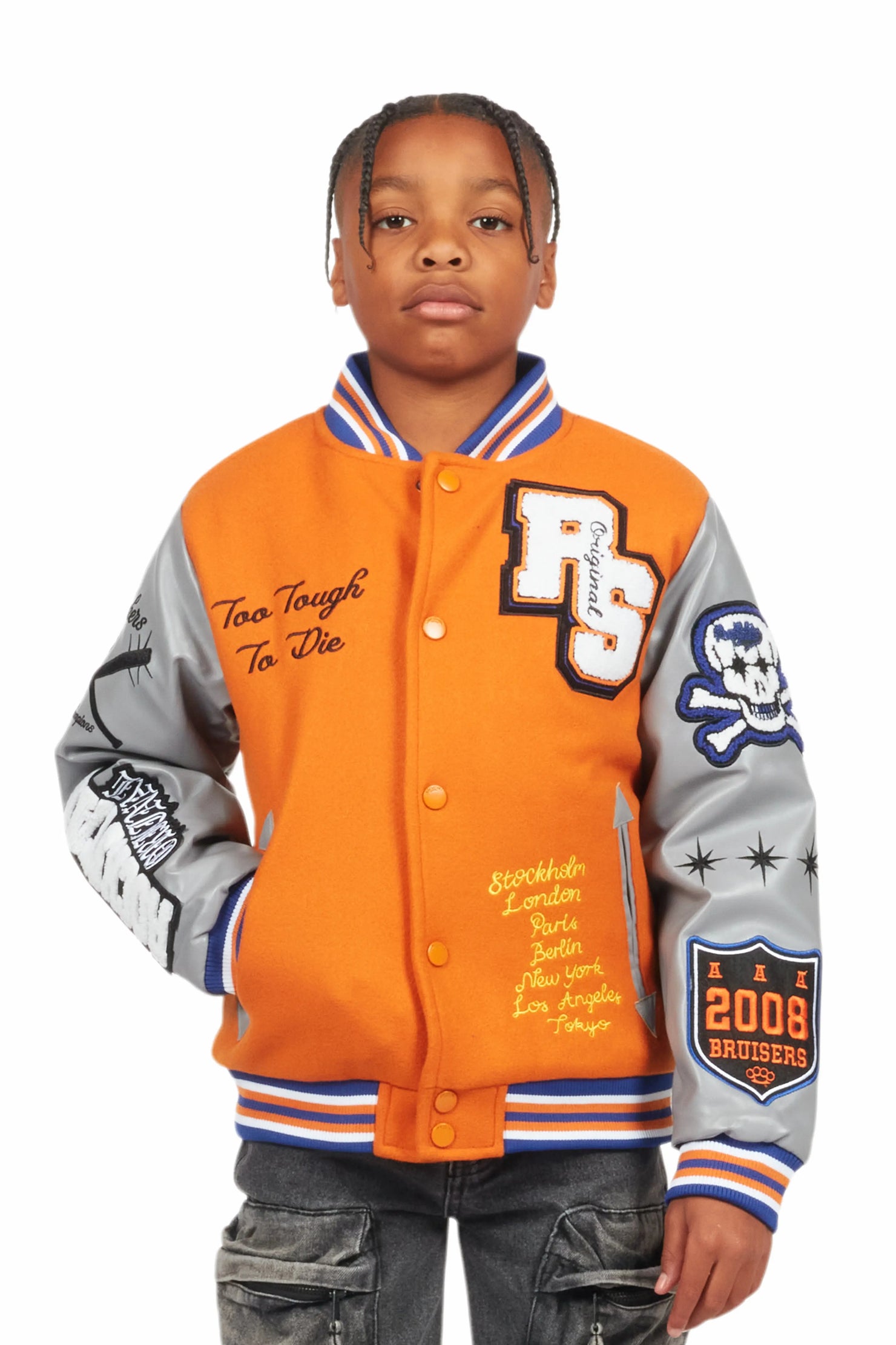 Boys Shexter Orange Varsity Jacket