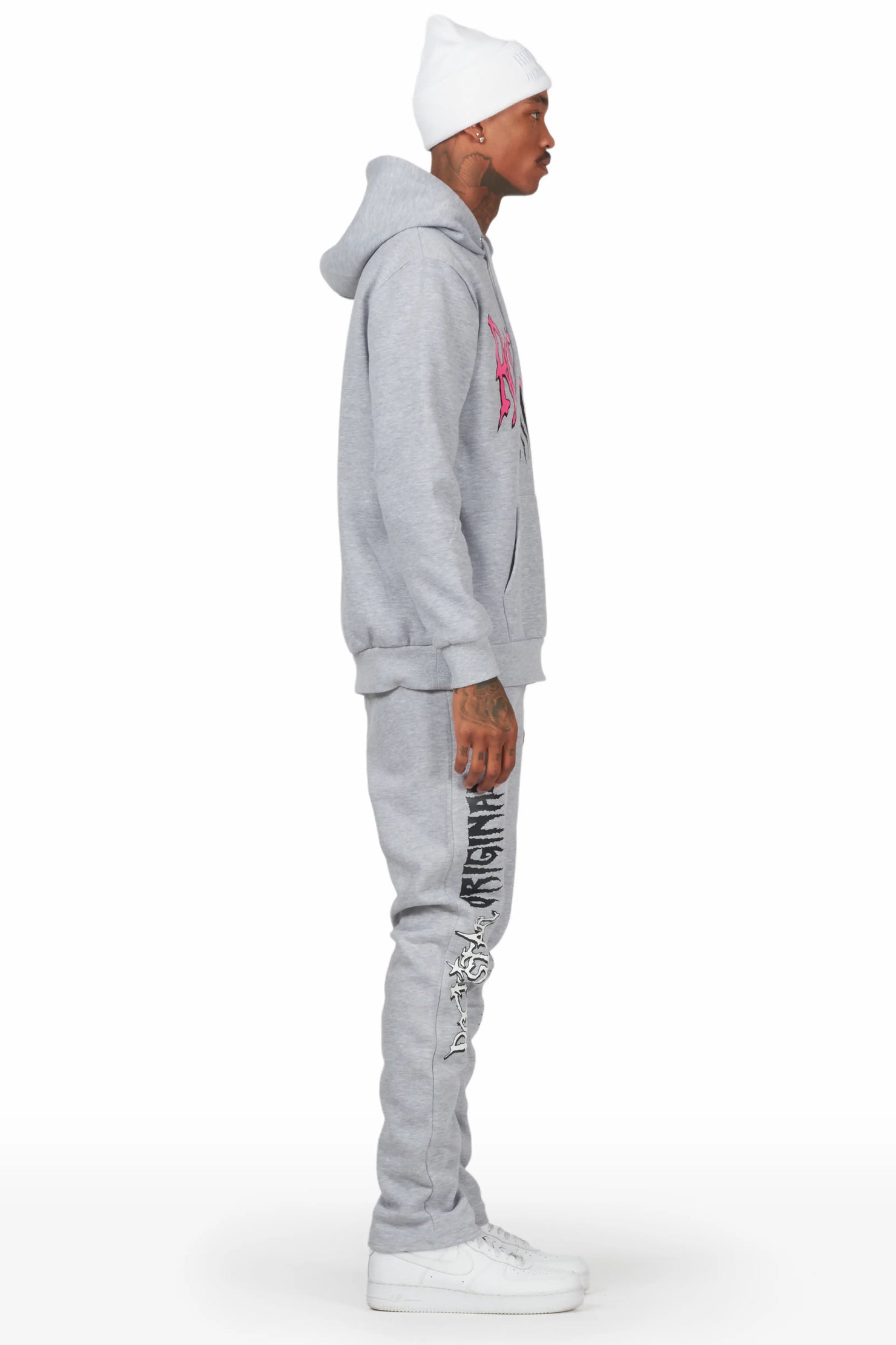 Hawkey Heather Grey Hoodie Slim Fit Track Set