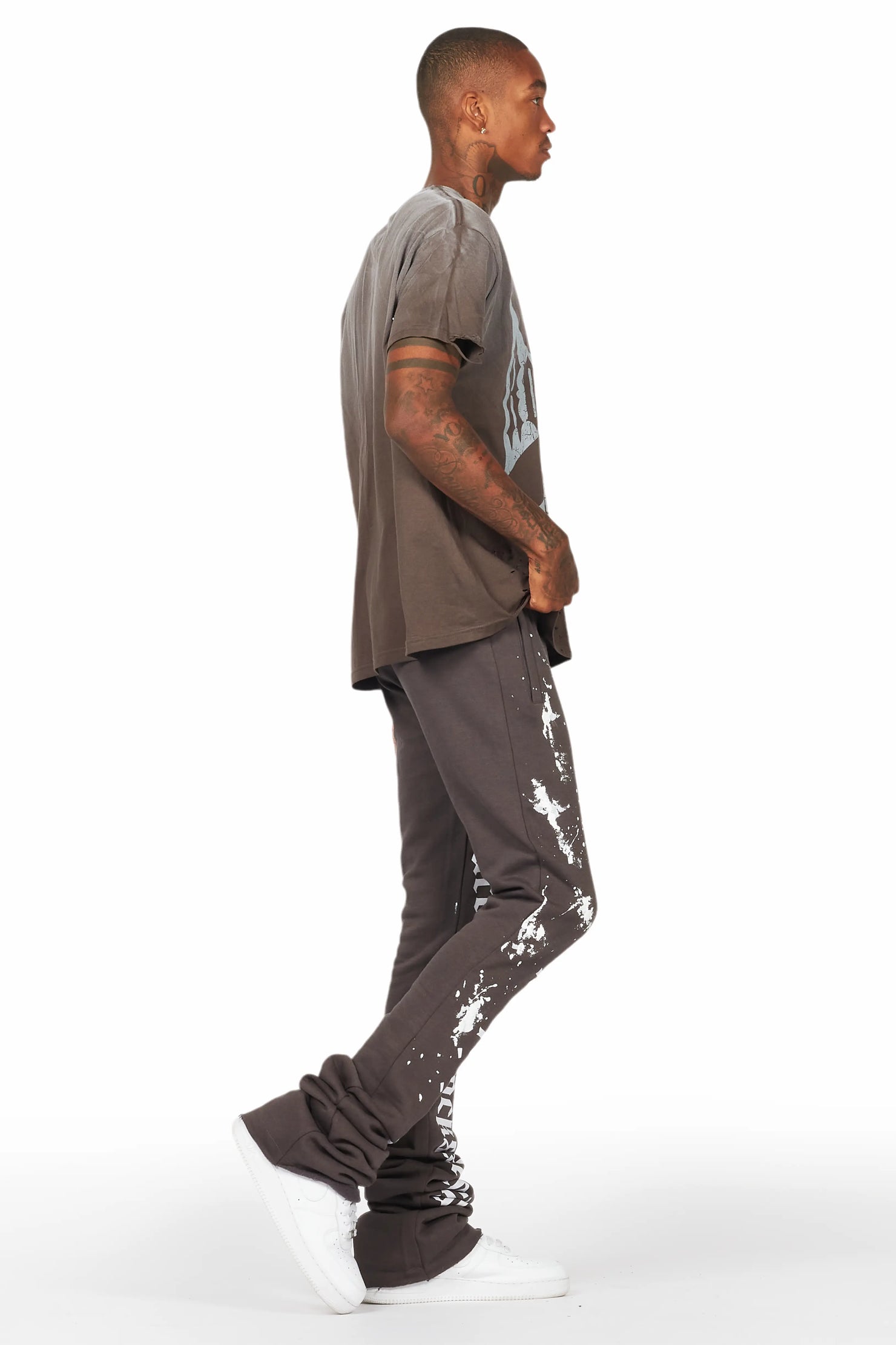 Adwin Painter Vintage Grey Super Stacked Flare Pants