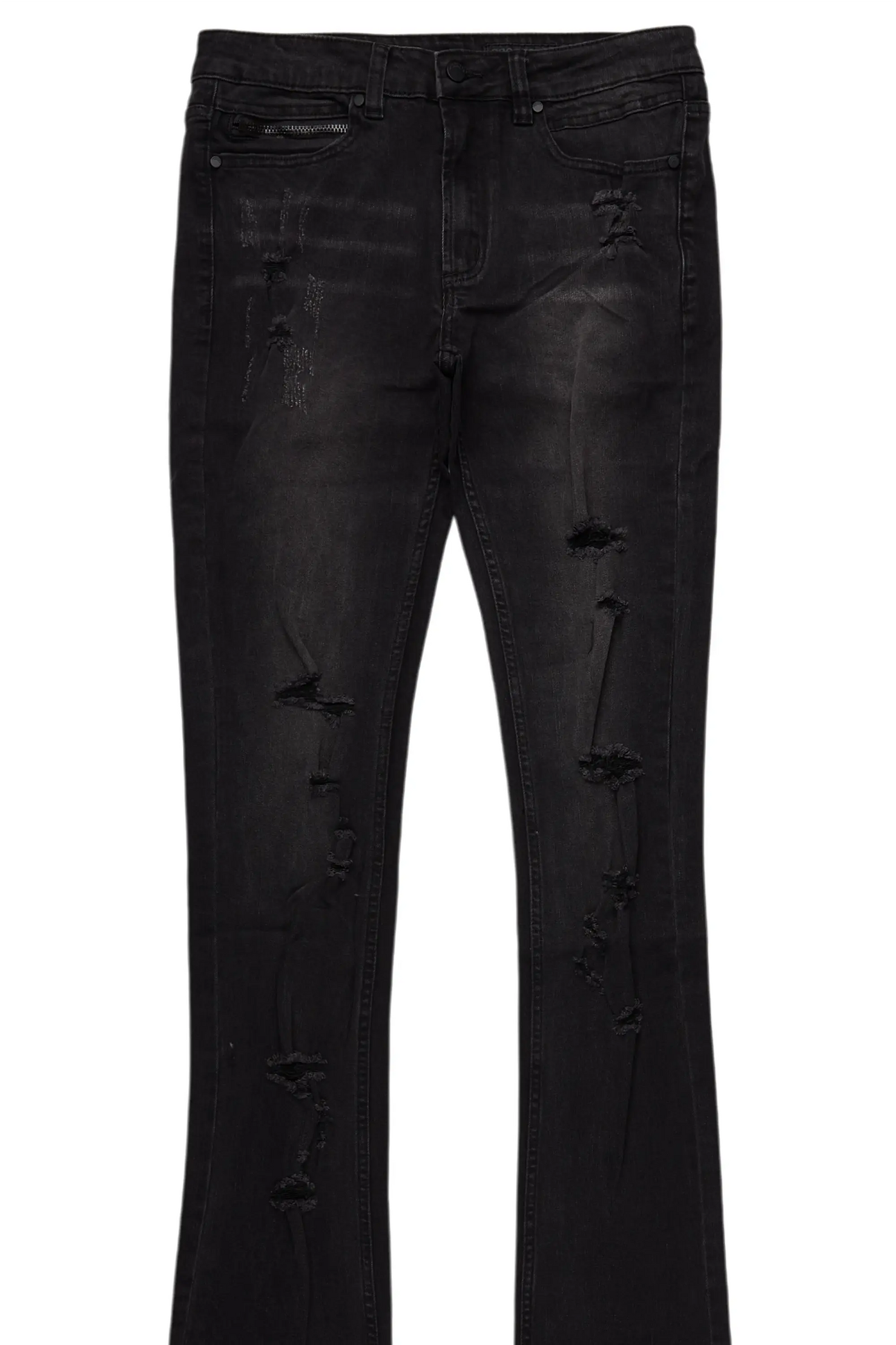 Stellan Dark Grey Super Stacked Flare Jean