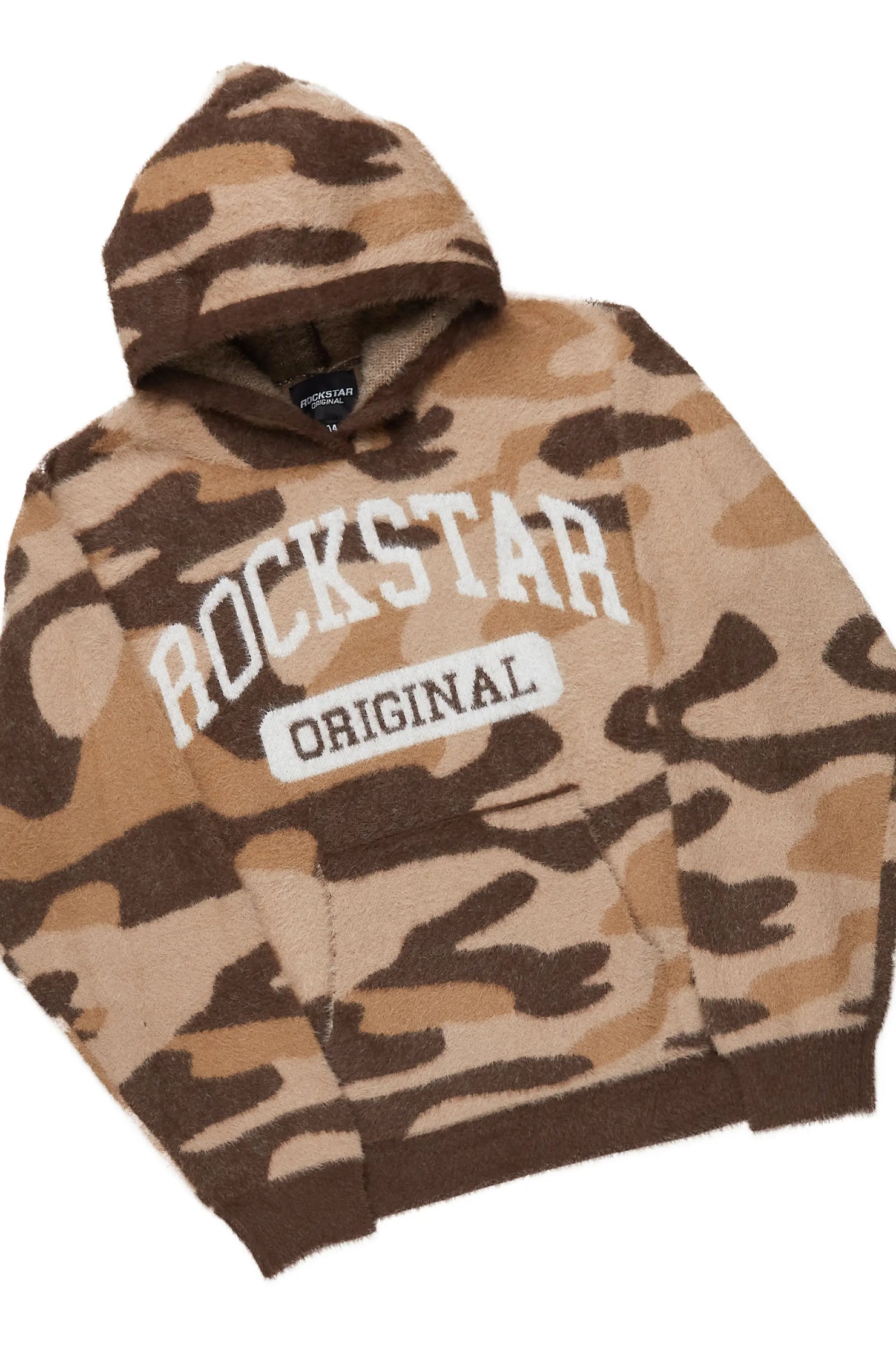 Boys Member Camo Brown Stacked Flare Knitted Mohair Track Set