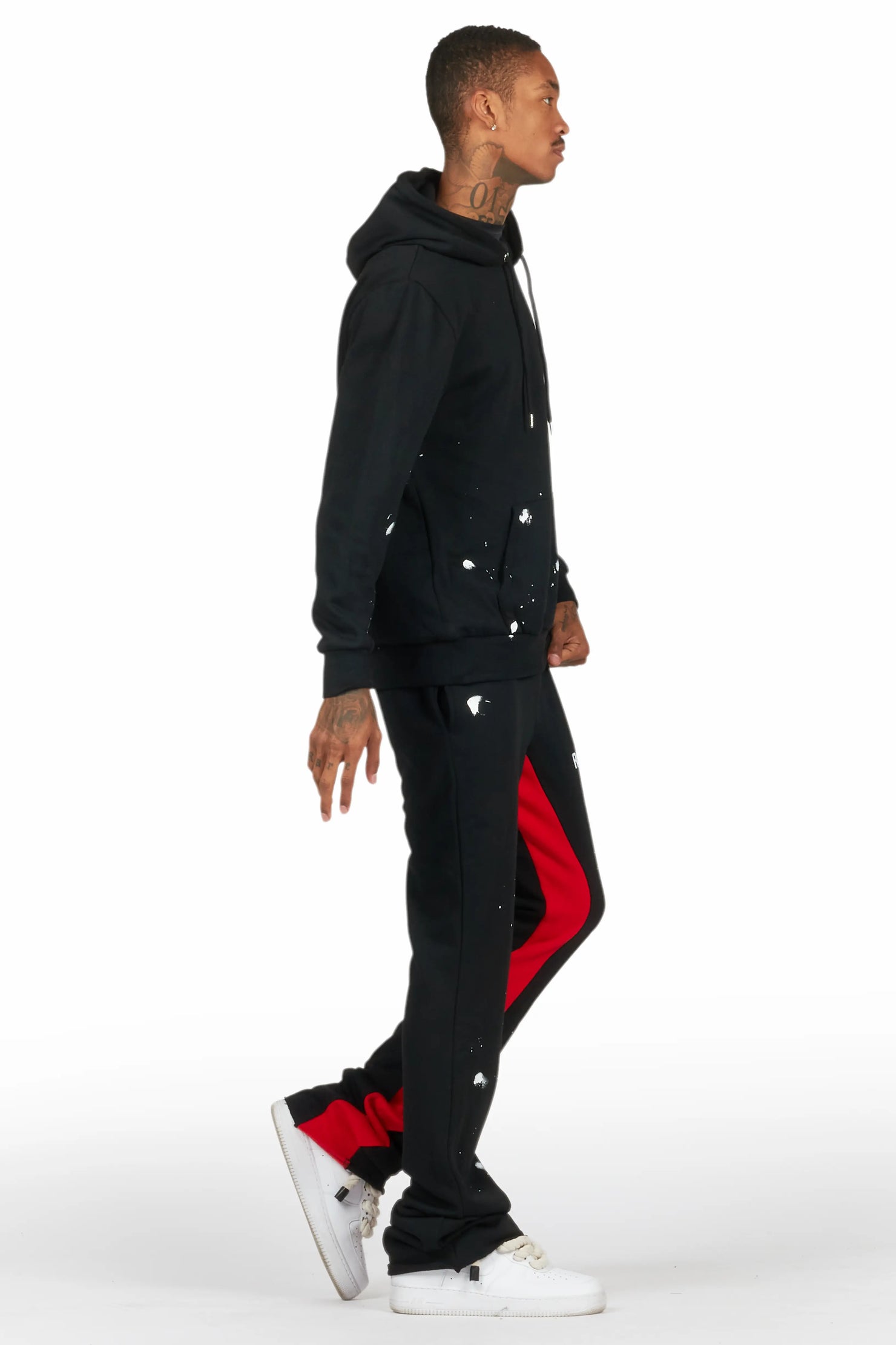 Raffer Black/Red Hoodie Baggy Fit Pant Track Set