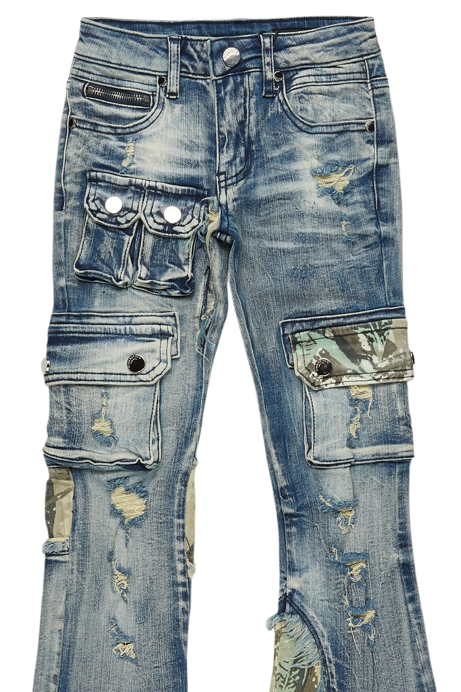 Boys Zeta Blue Stacked Flare Jean