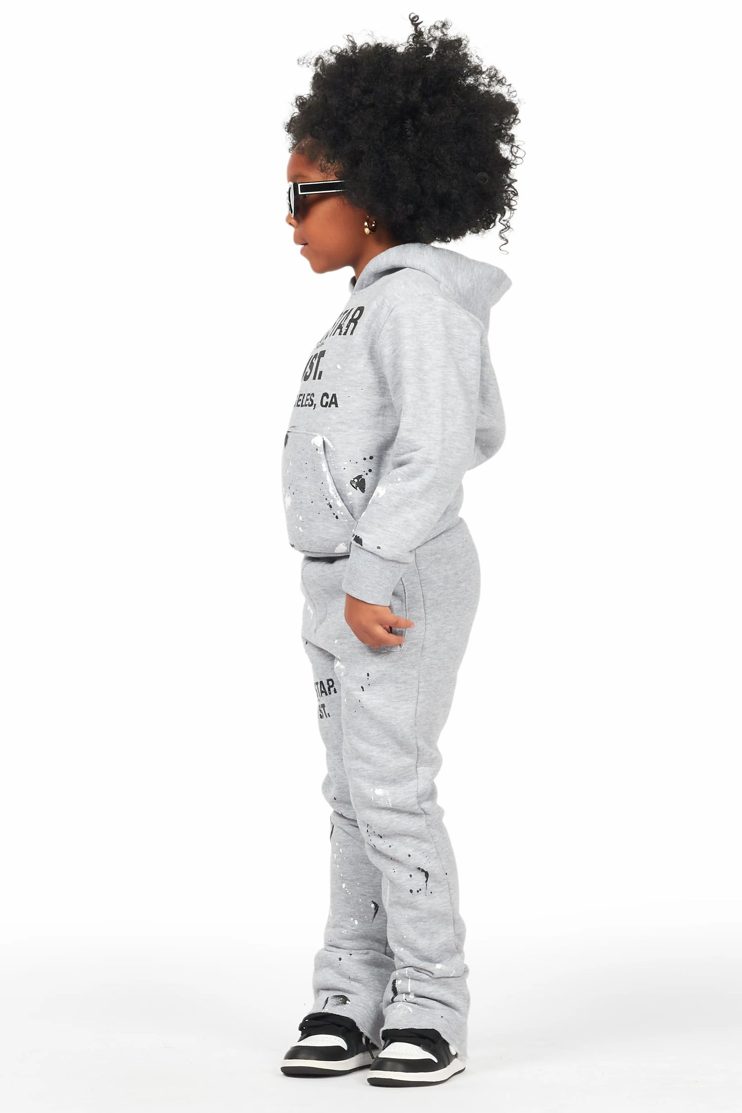 Girls Scarlie Grey Stacked Flare Track Set