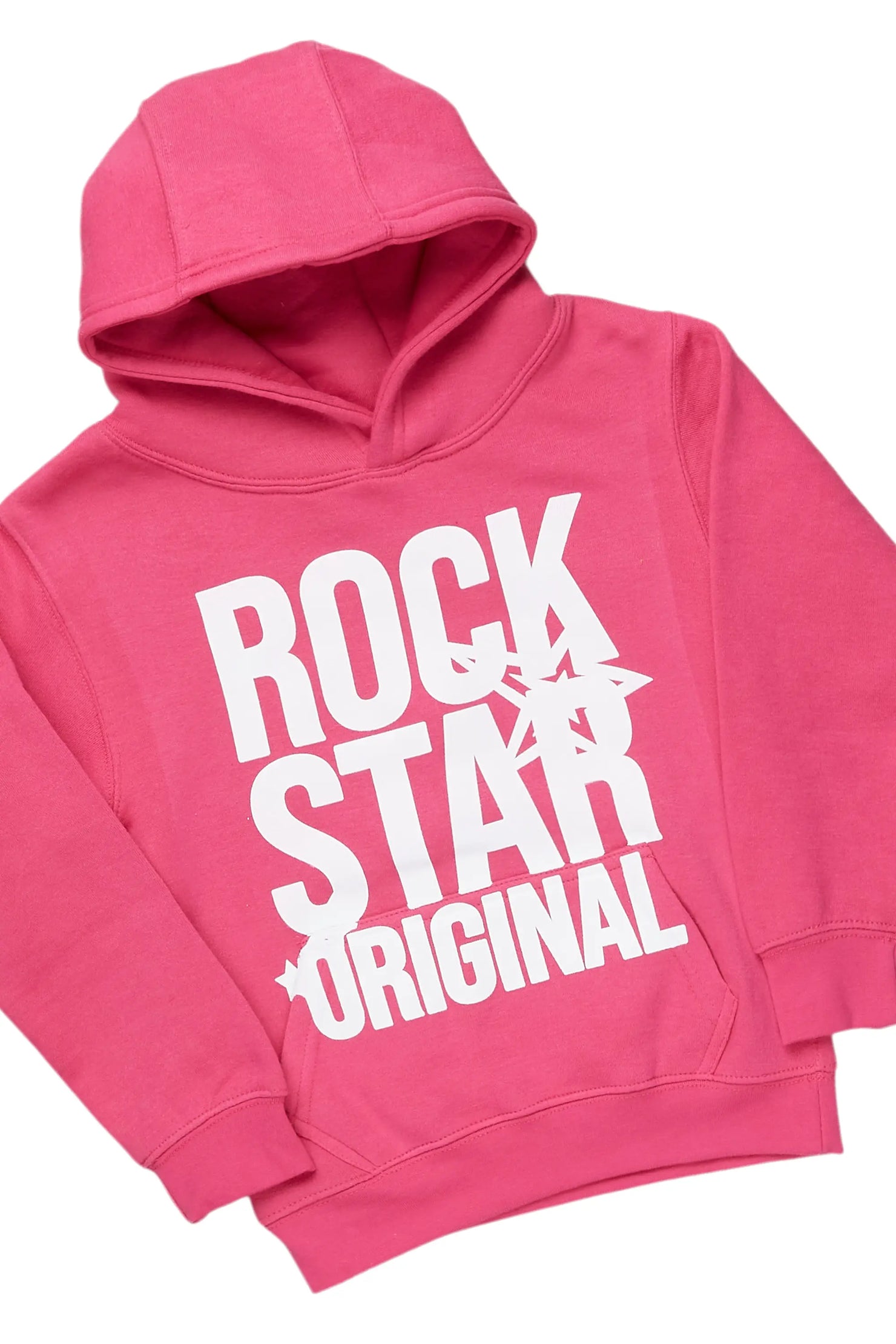 Girls Melanie Grey/Pink Hoodie/Stacked Flare Jean Set