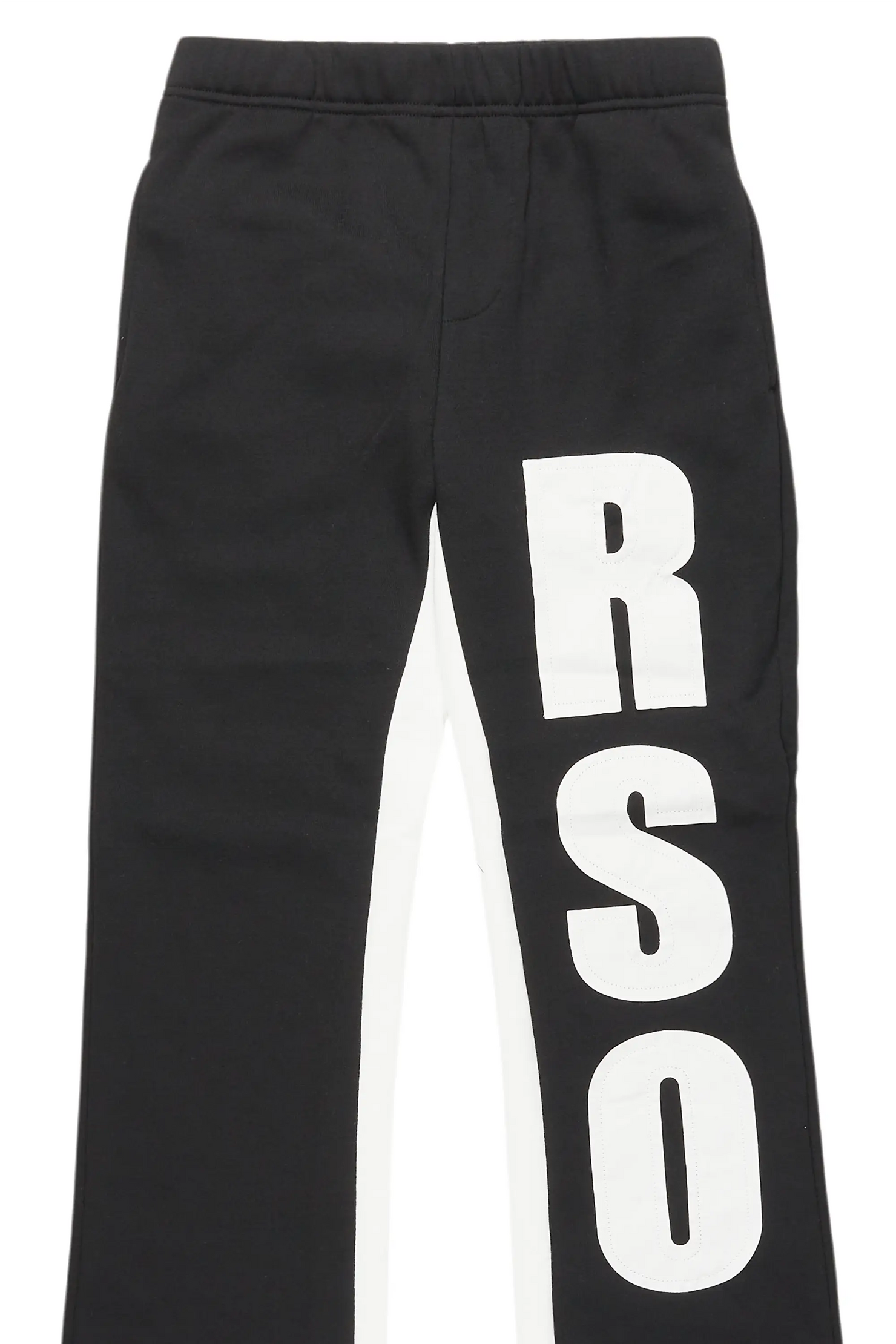 Boys Uko Black/White Stacked Baggy Flare Pant