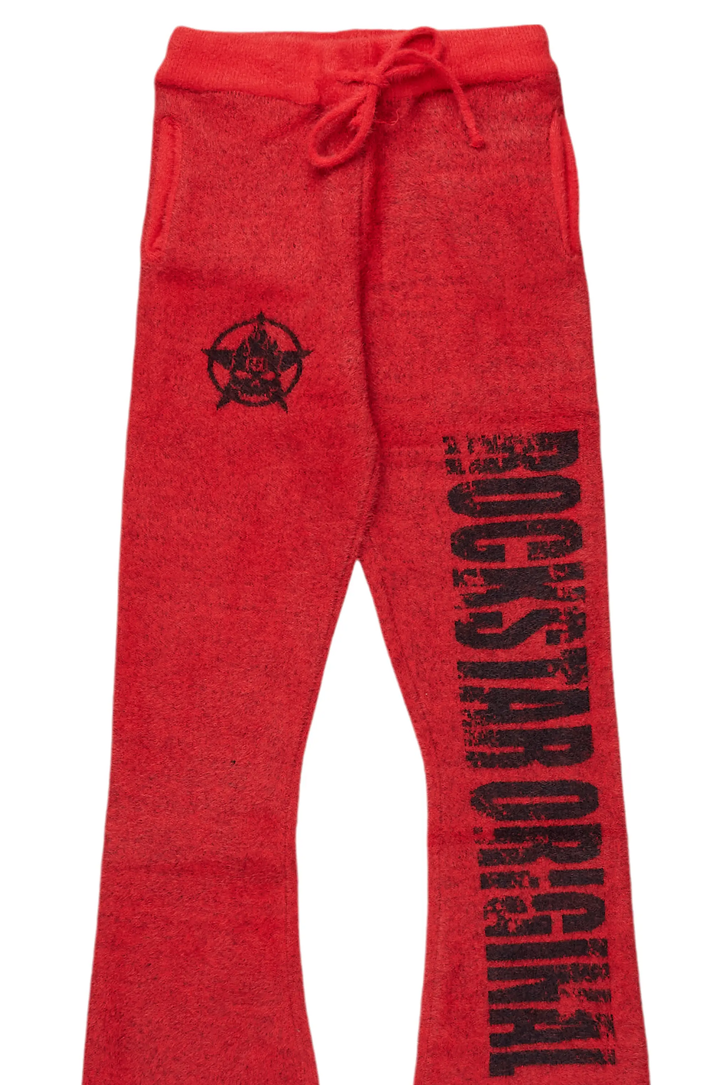 Girls Keve Red Knitted Mohair Flare Sweat Pant