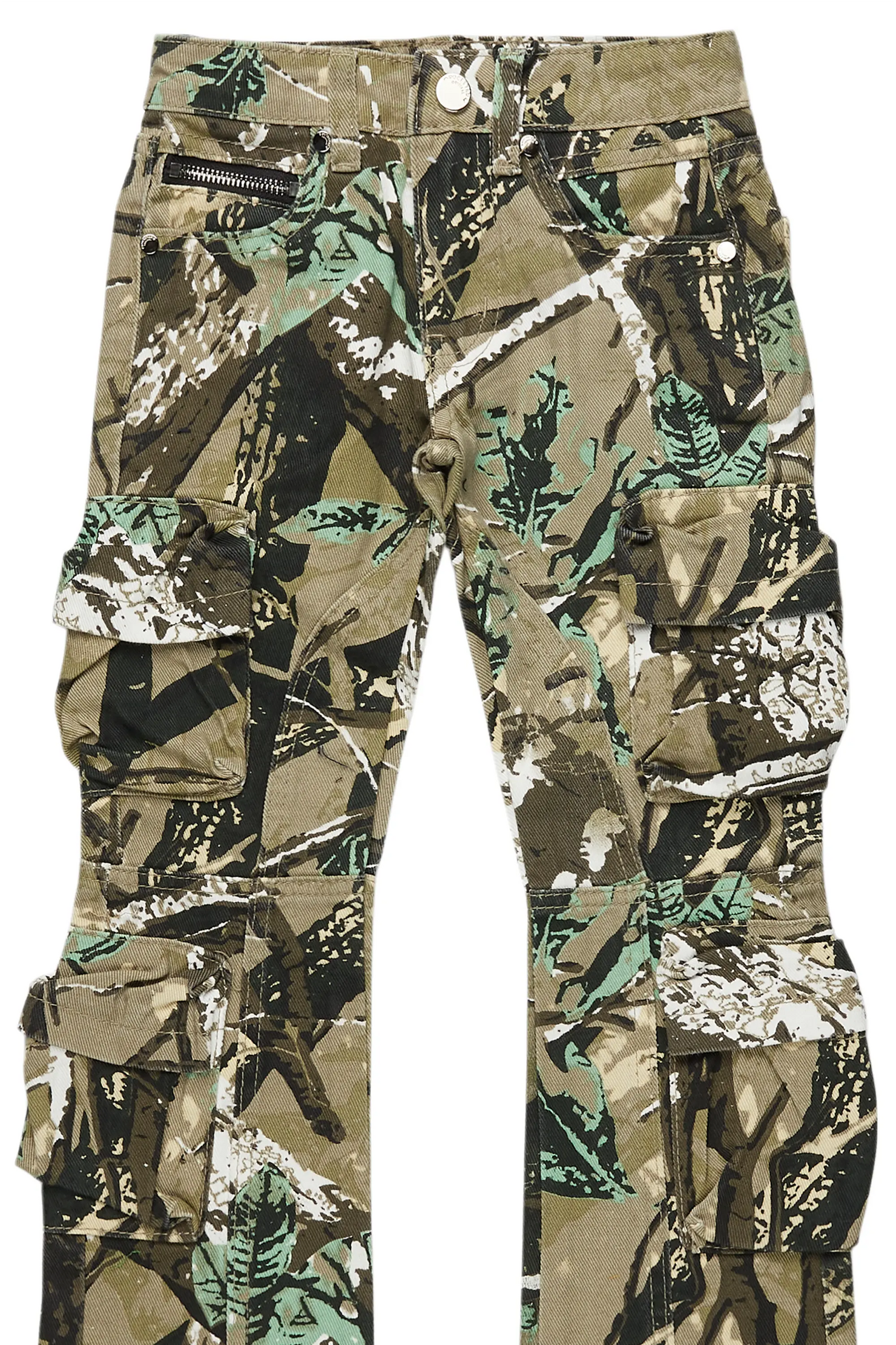 Boys Gregor Tree Camo Stacked Flare Cargo Jean