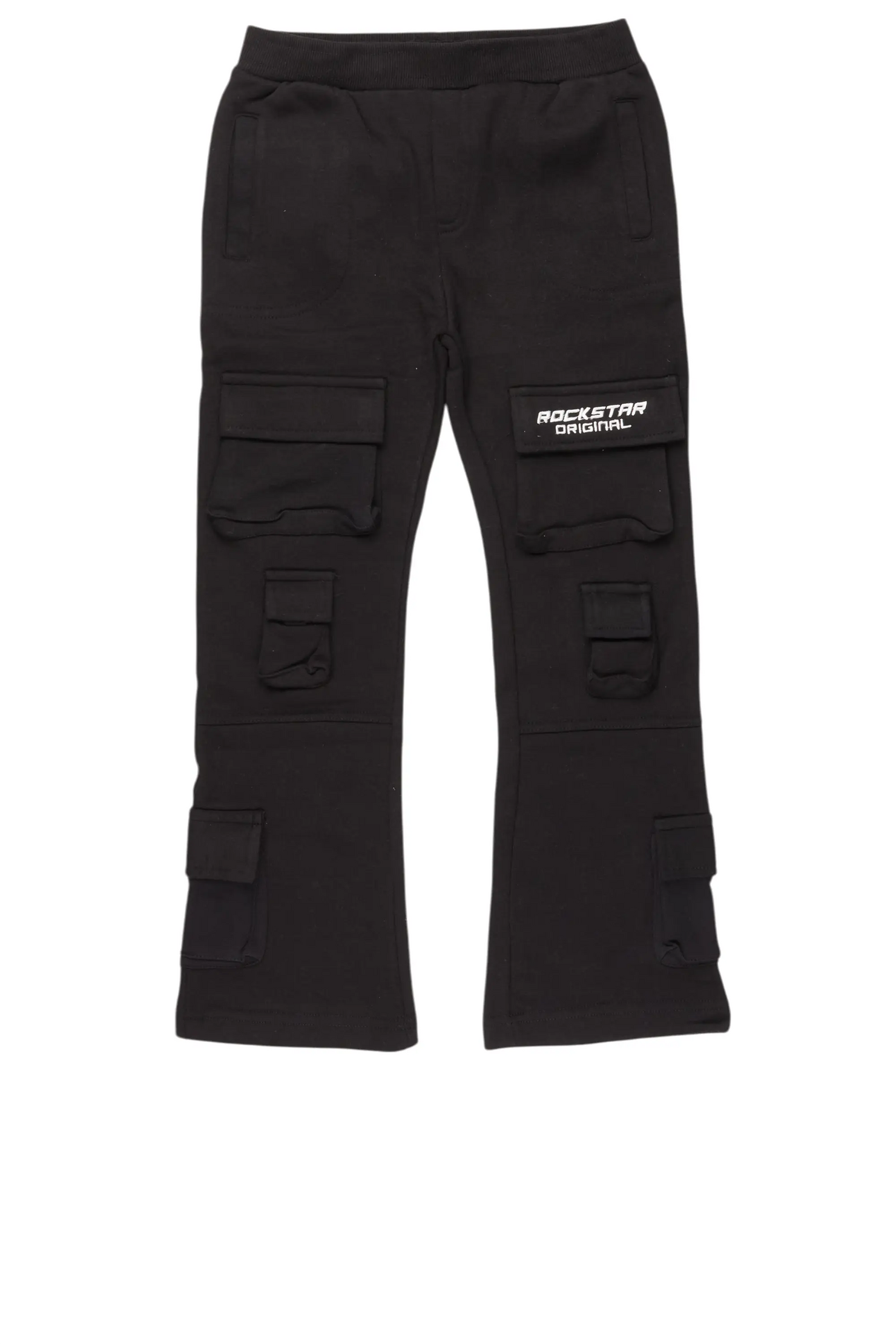 Boys Connor Black Stacked Flare Track Pant