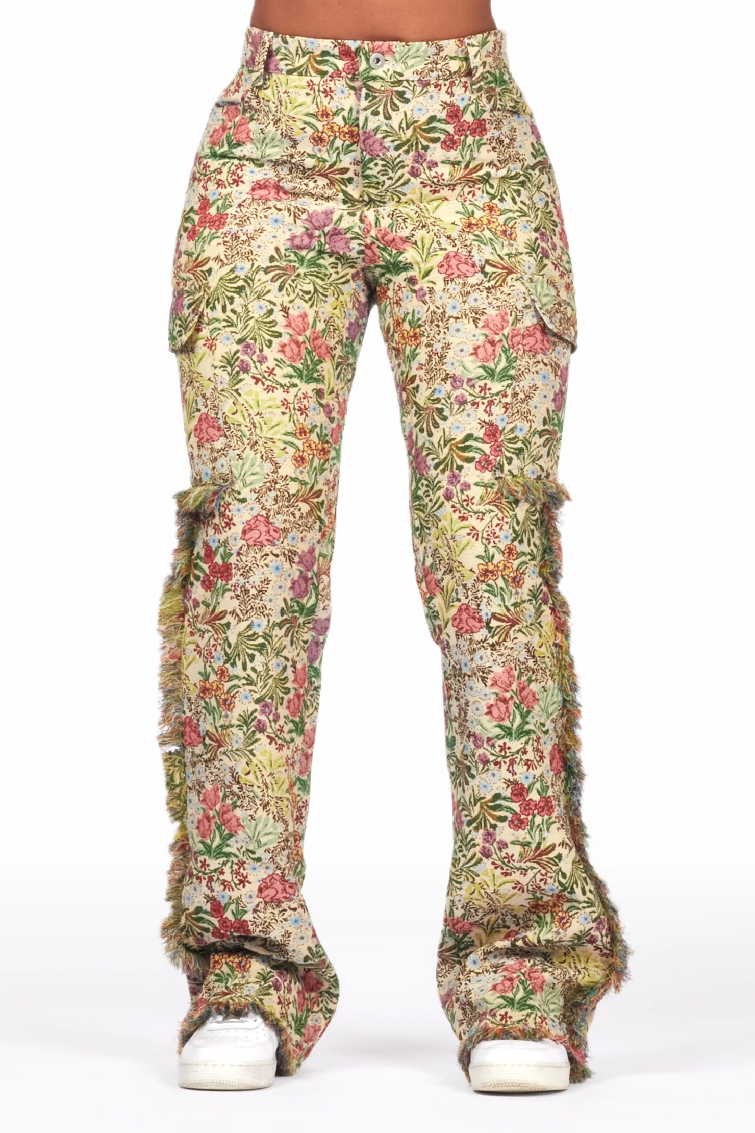 Tamia Beige Floral Tapestry Stacked Pant