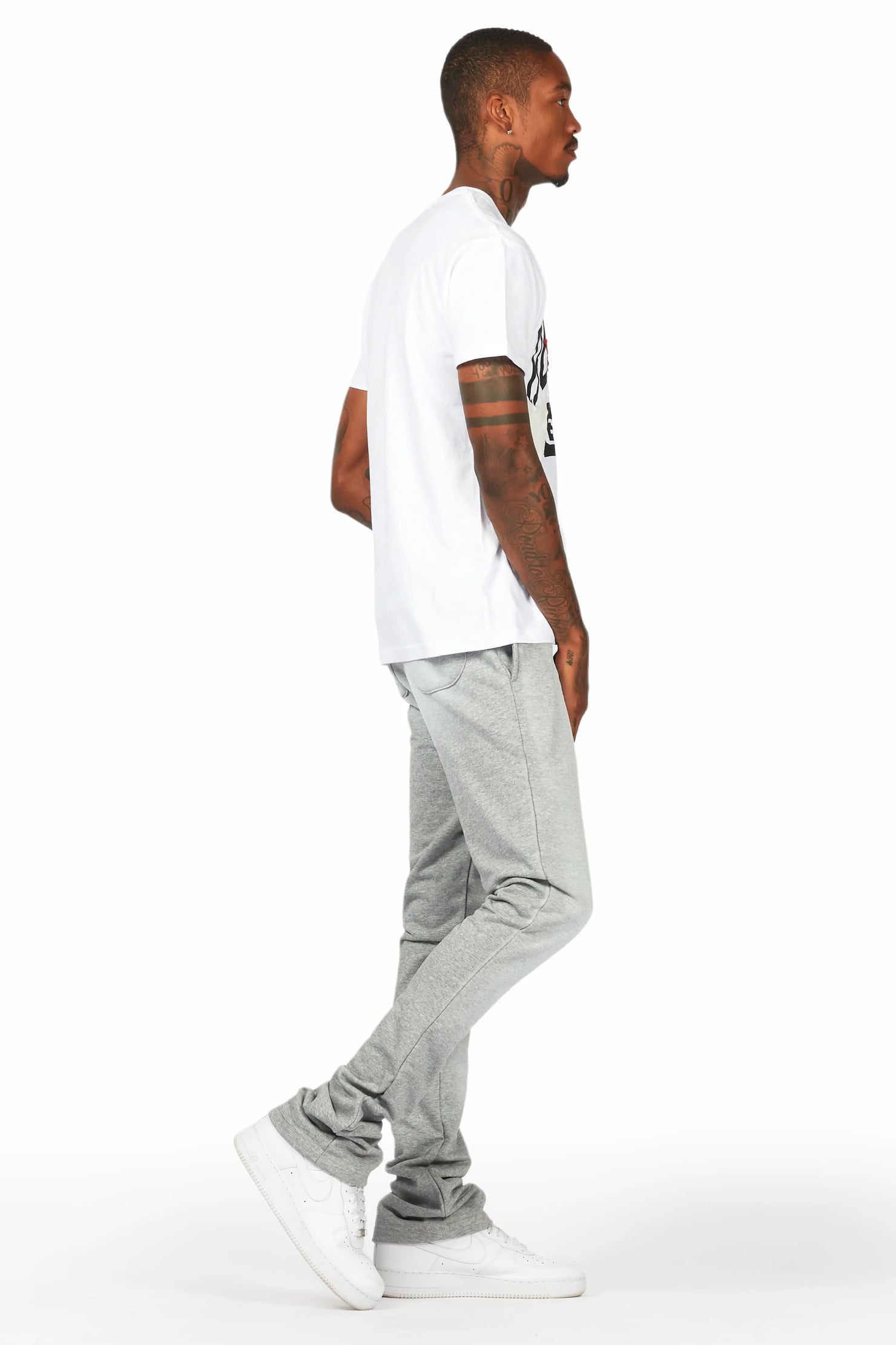 Mallor White/Grey T-Shirt/Stacked Track Set