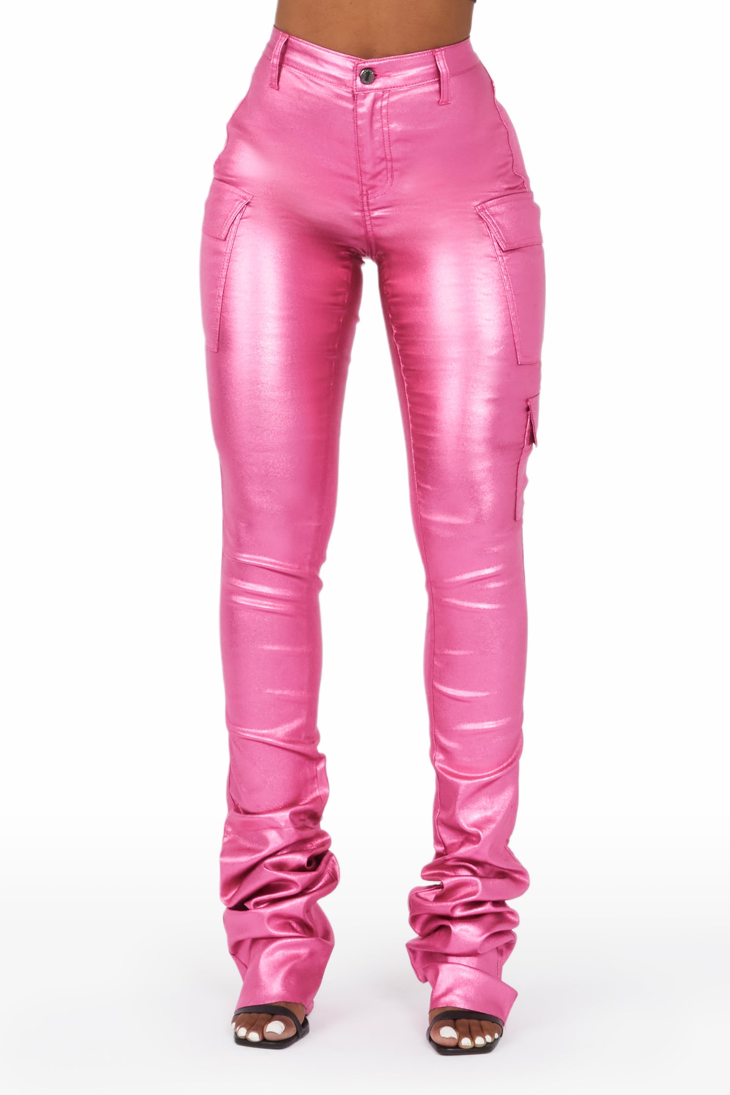 Hot Pink Vegan Leather Cargo Pant