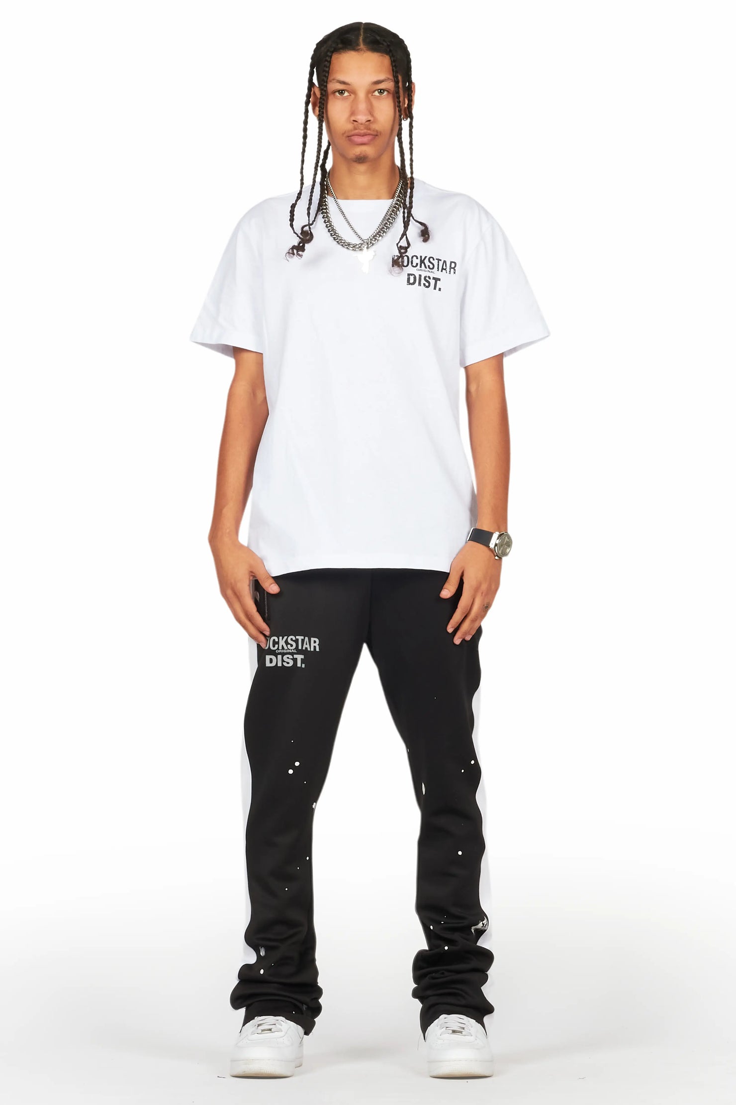 Arlo White/Black T-Shirt/Stacked Flare Track Set