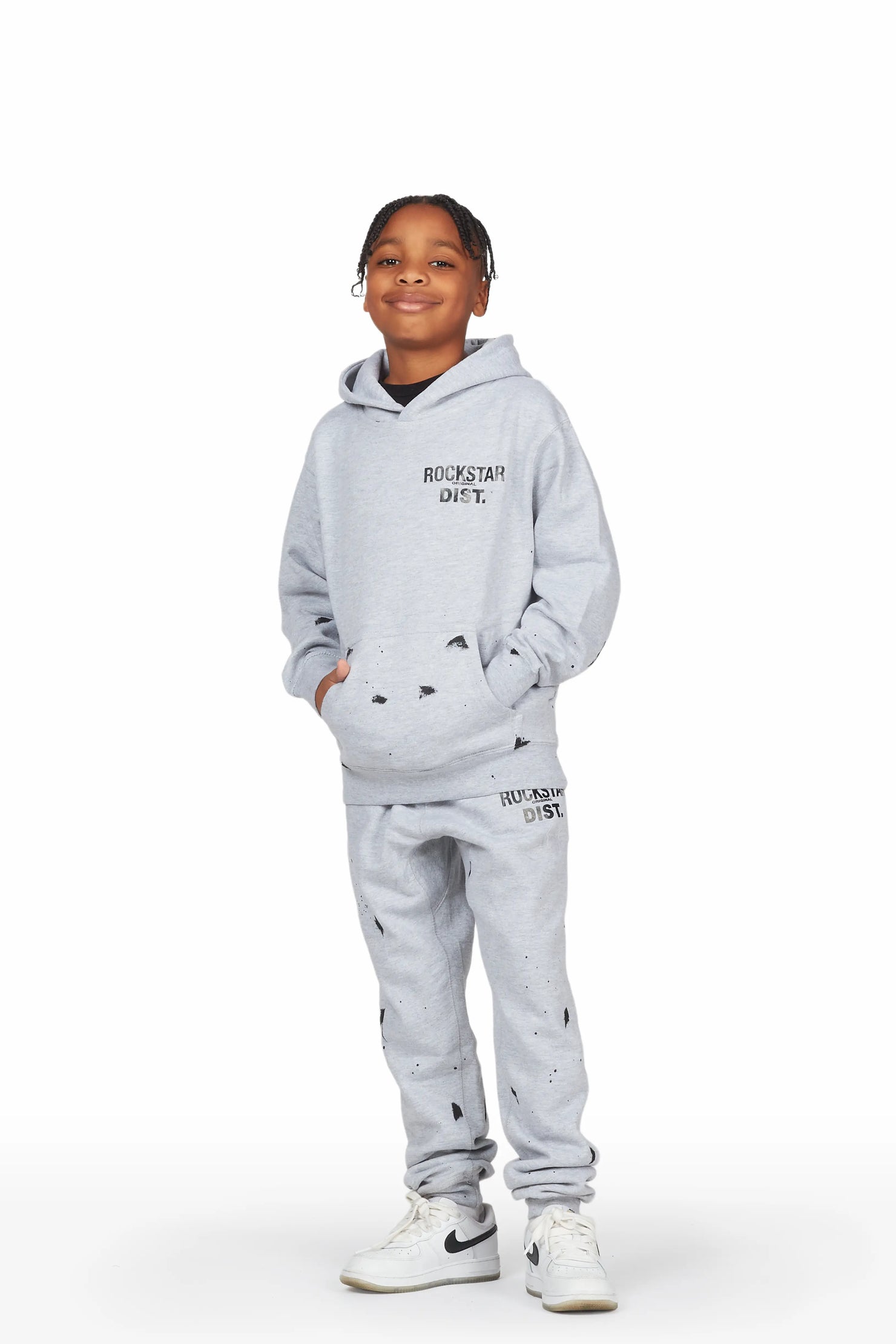 Boys Raffer Heather Grey Hoodie Track Pant Set