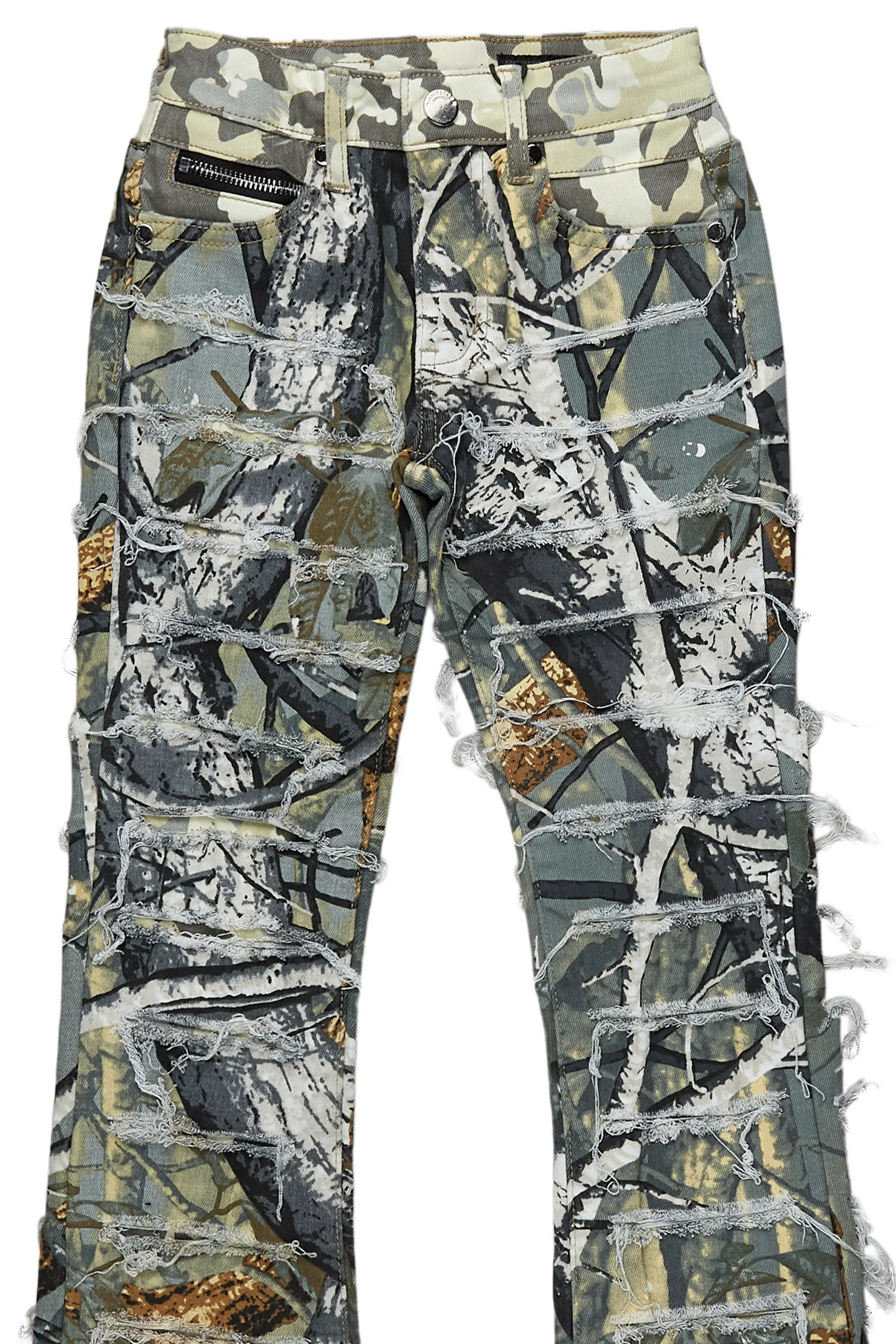 Boys Miguelo Tree Camo Stacked Flare Jean