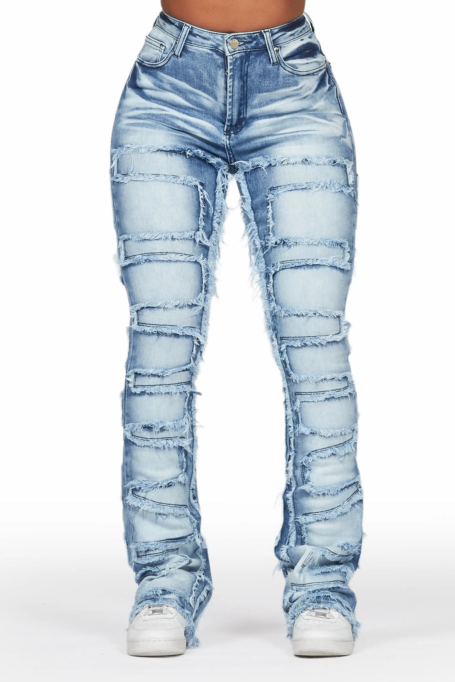 Zariyah Med. Wash Stacked Flare Jean