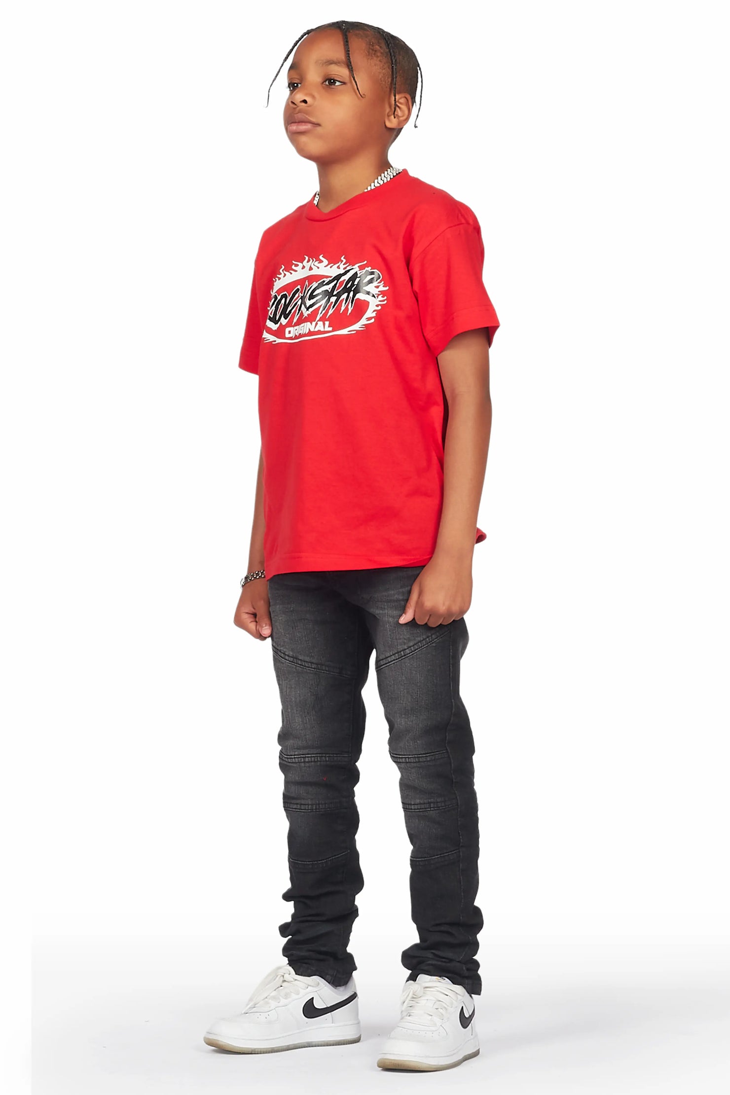 Boys Isamu Red/Black T-Shirt/Skinny Jean Set
