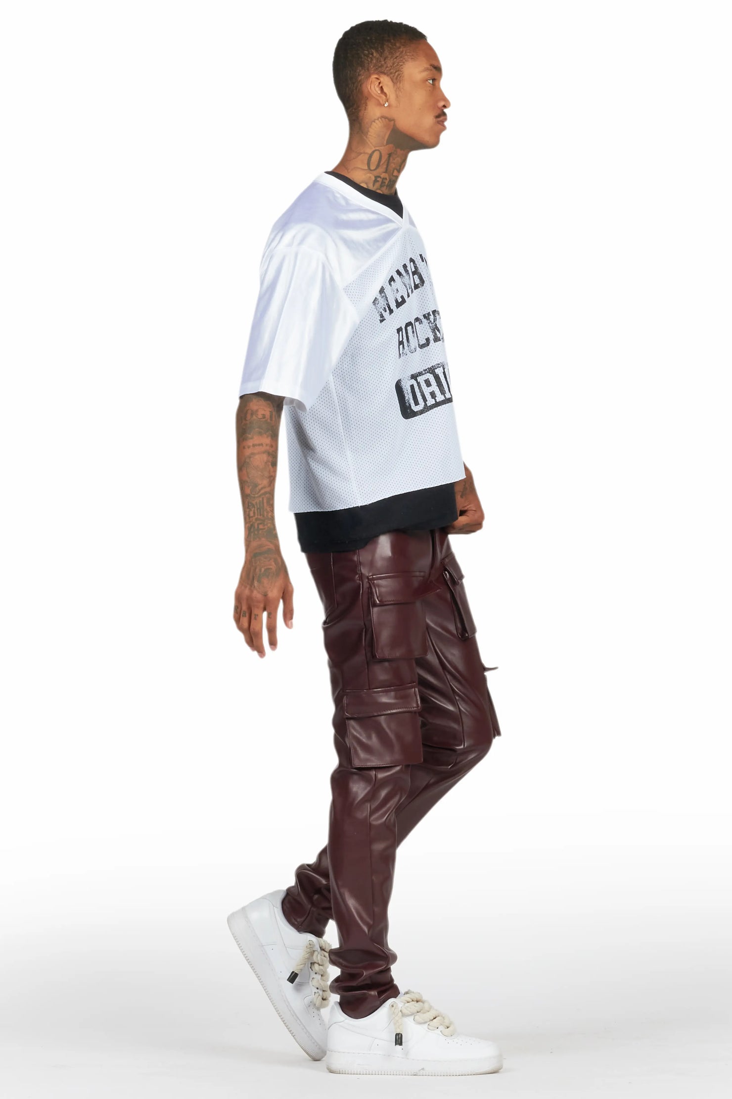 Kap Burgundy Skinny Faux Leather Fit Jean