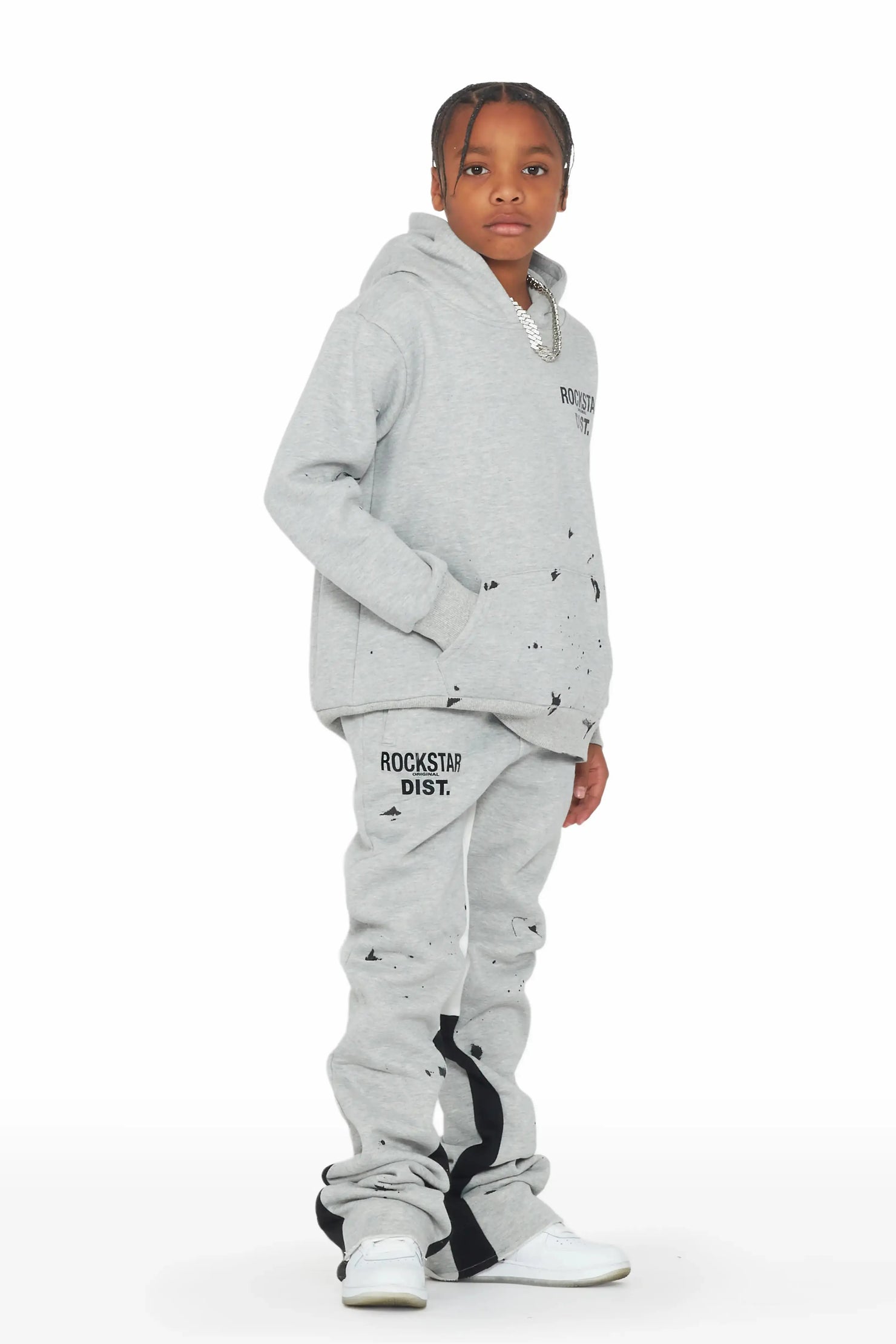 Boys Raffer Grey/Black Stacked Pant Set