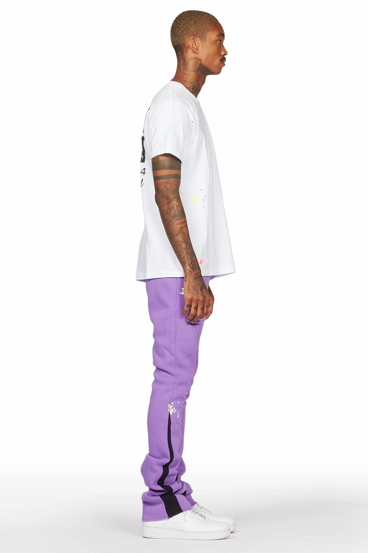 Mancha Purple/White T-Shirt Stacked Flare Track Set