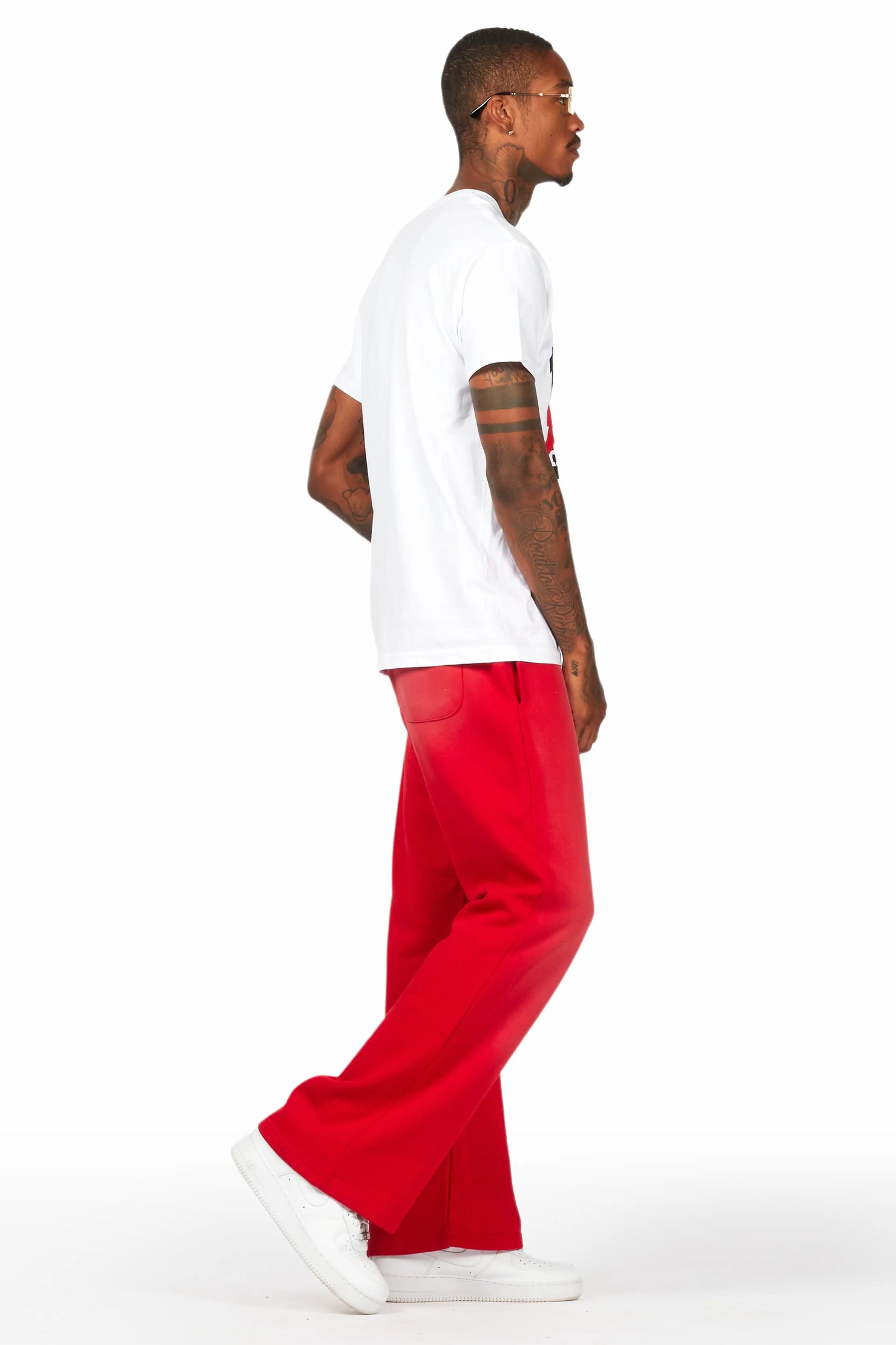 Mallor White/Red T-Shirt/Stacked Track Set