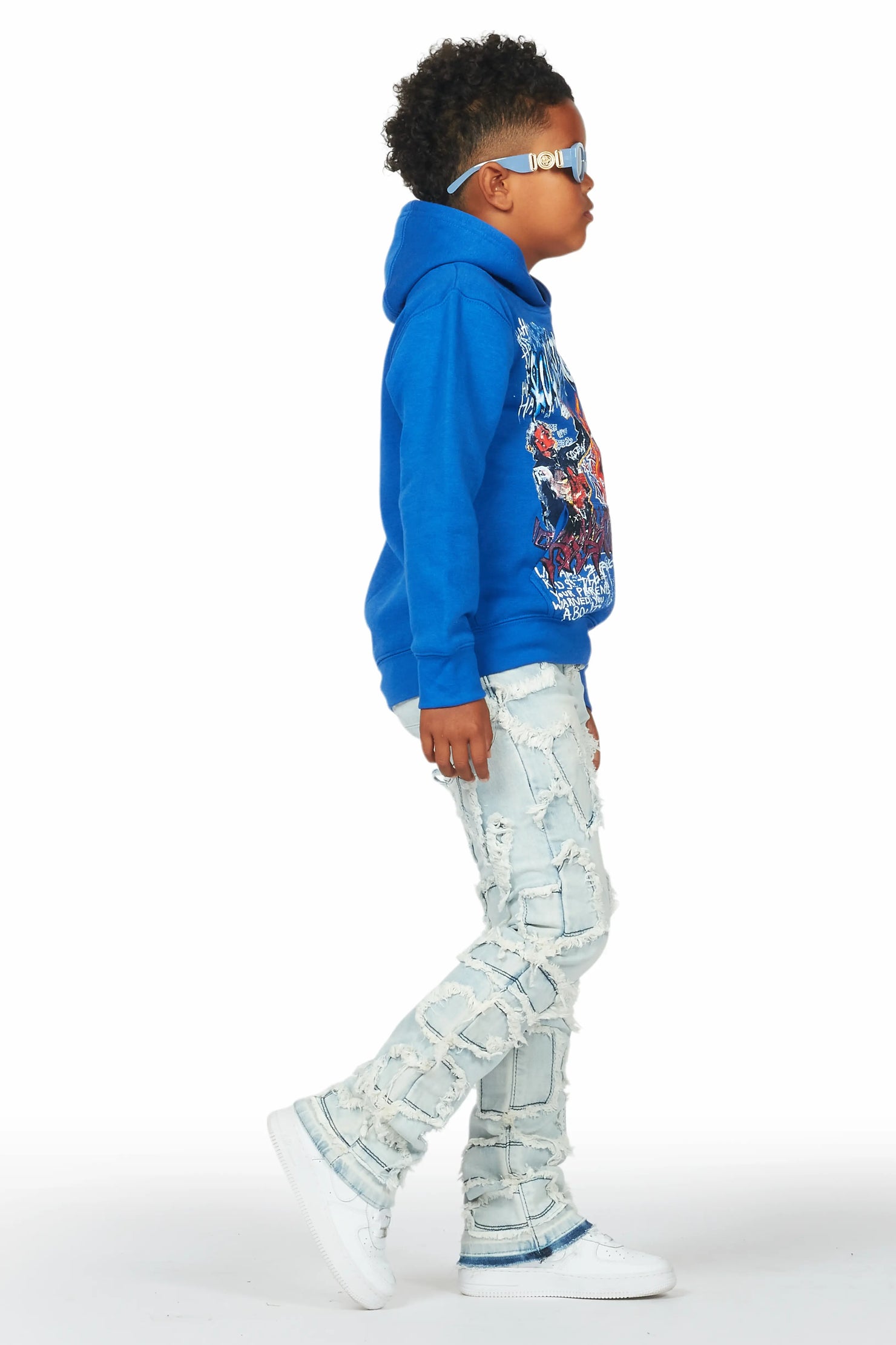 Boys Arturo Light Blue Stacked Flare Jean