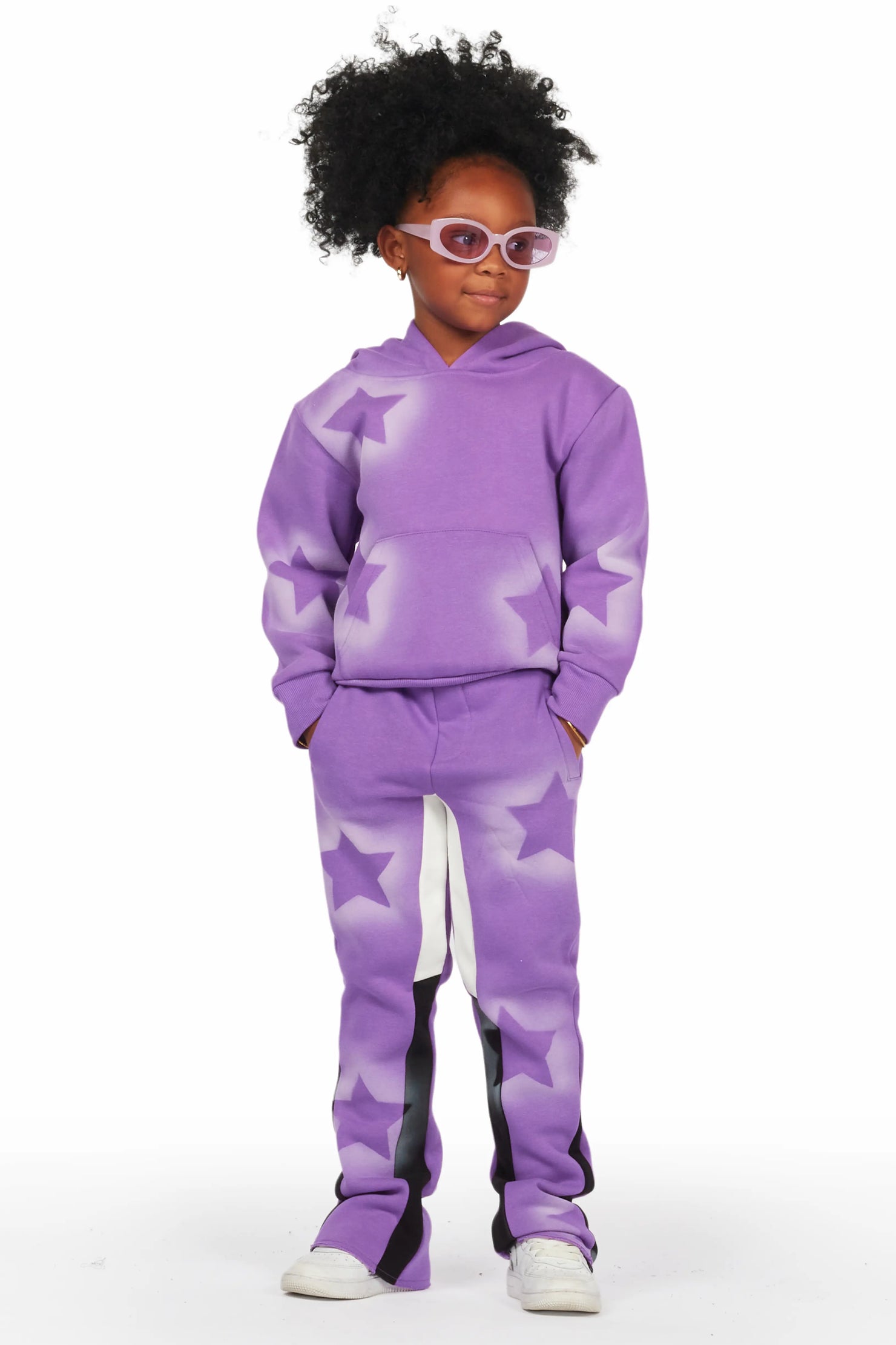 Girls Sophie Purple Stacked Pant Set