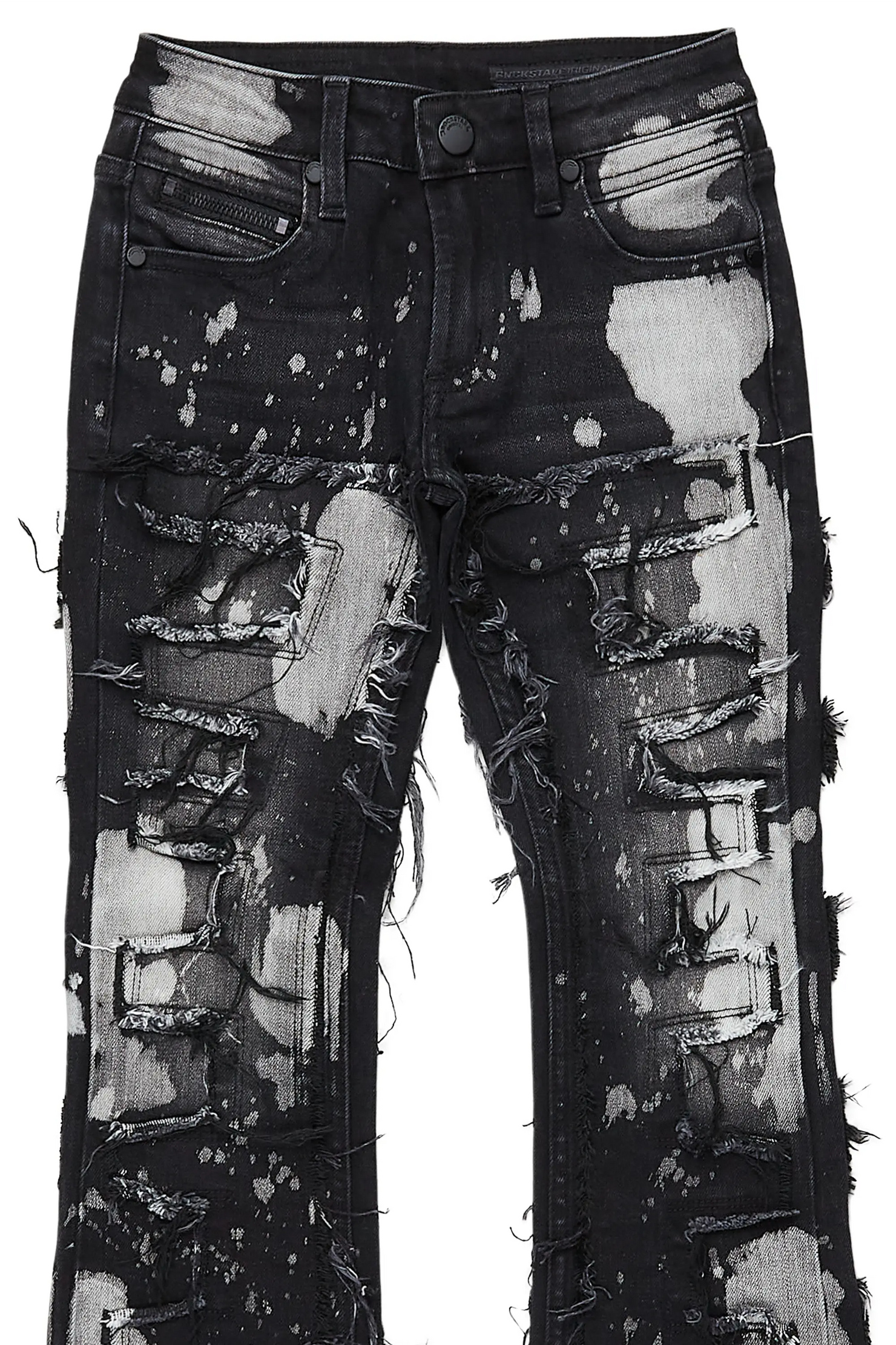 Boys Laban Black Bleach Stacked Flare Jean