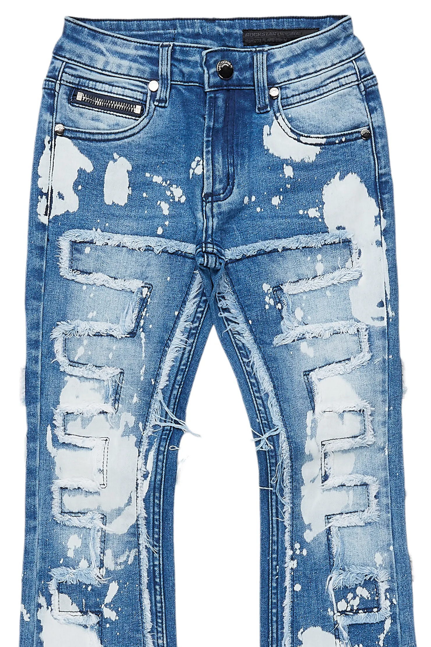 Boys Laban Light Blue Bleach Stacked Flare Jean