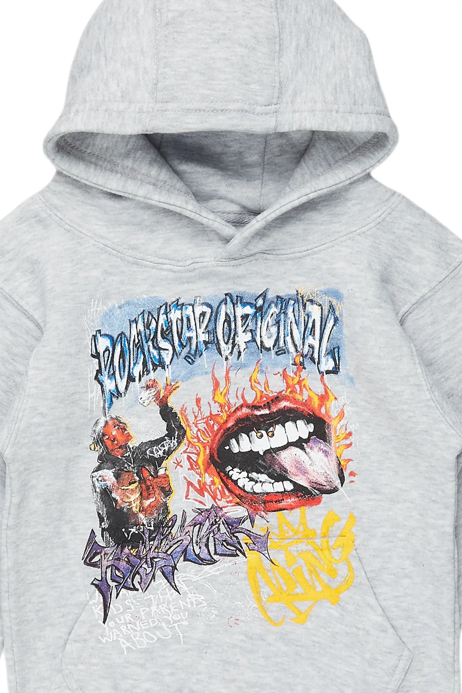 Boys Yooz Grey Graphic Hoodie