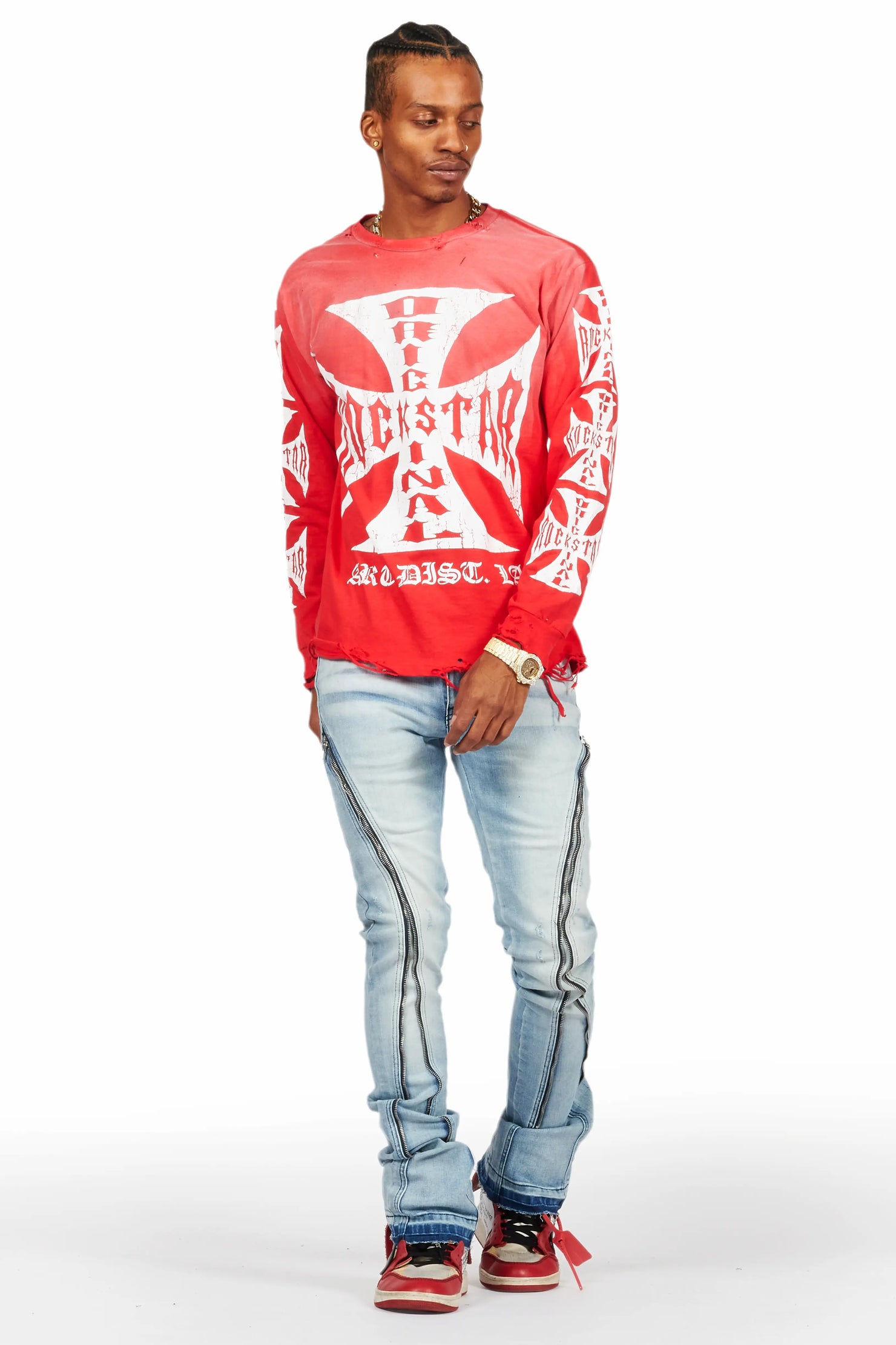 Udell Red Long Sleeve Graphic T-Shirt