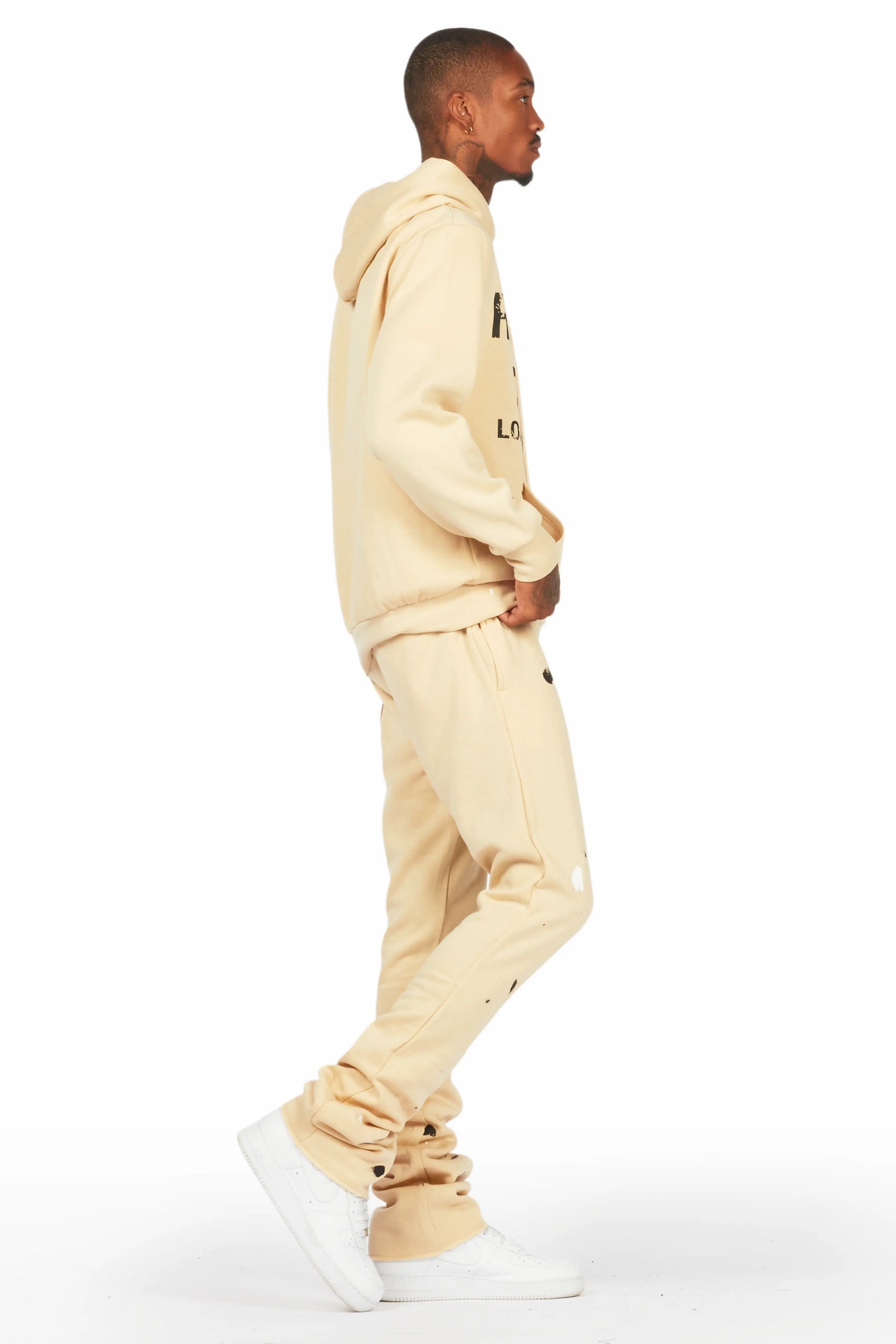 Scottie Beige/Black Hoodie/Stacked Flare Track Set