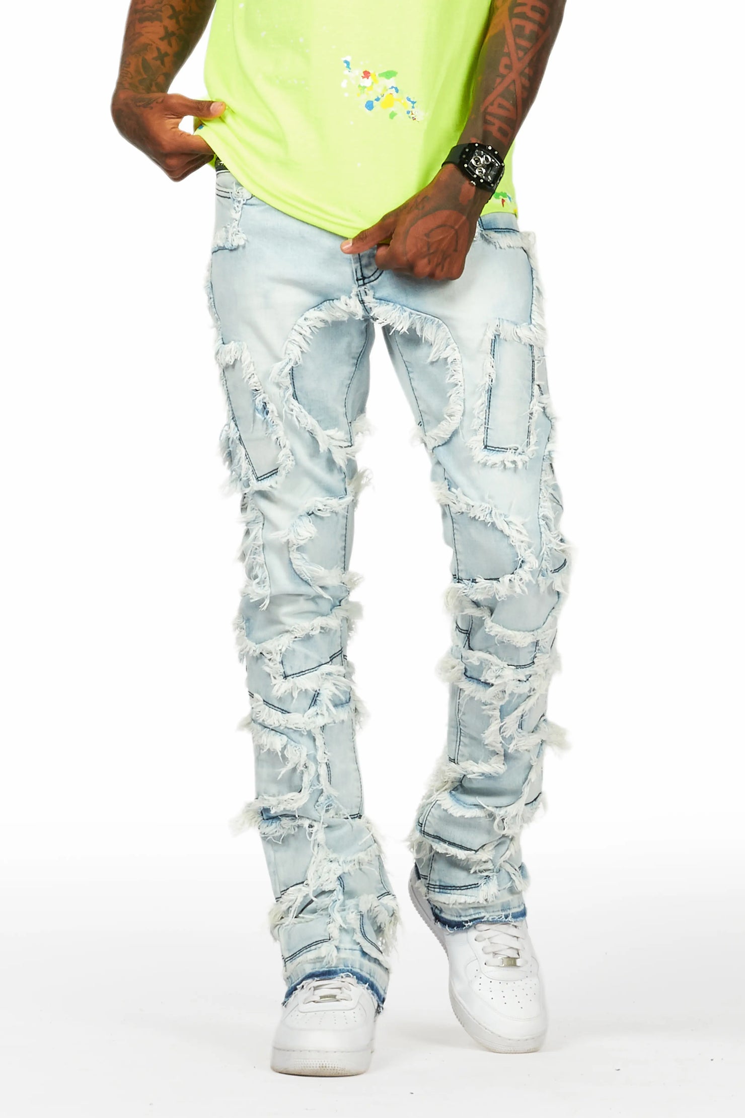 Arturo Light Blue Stacked Flare Jean