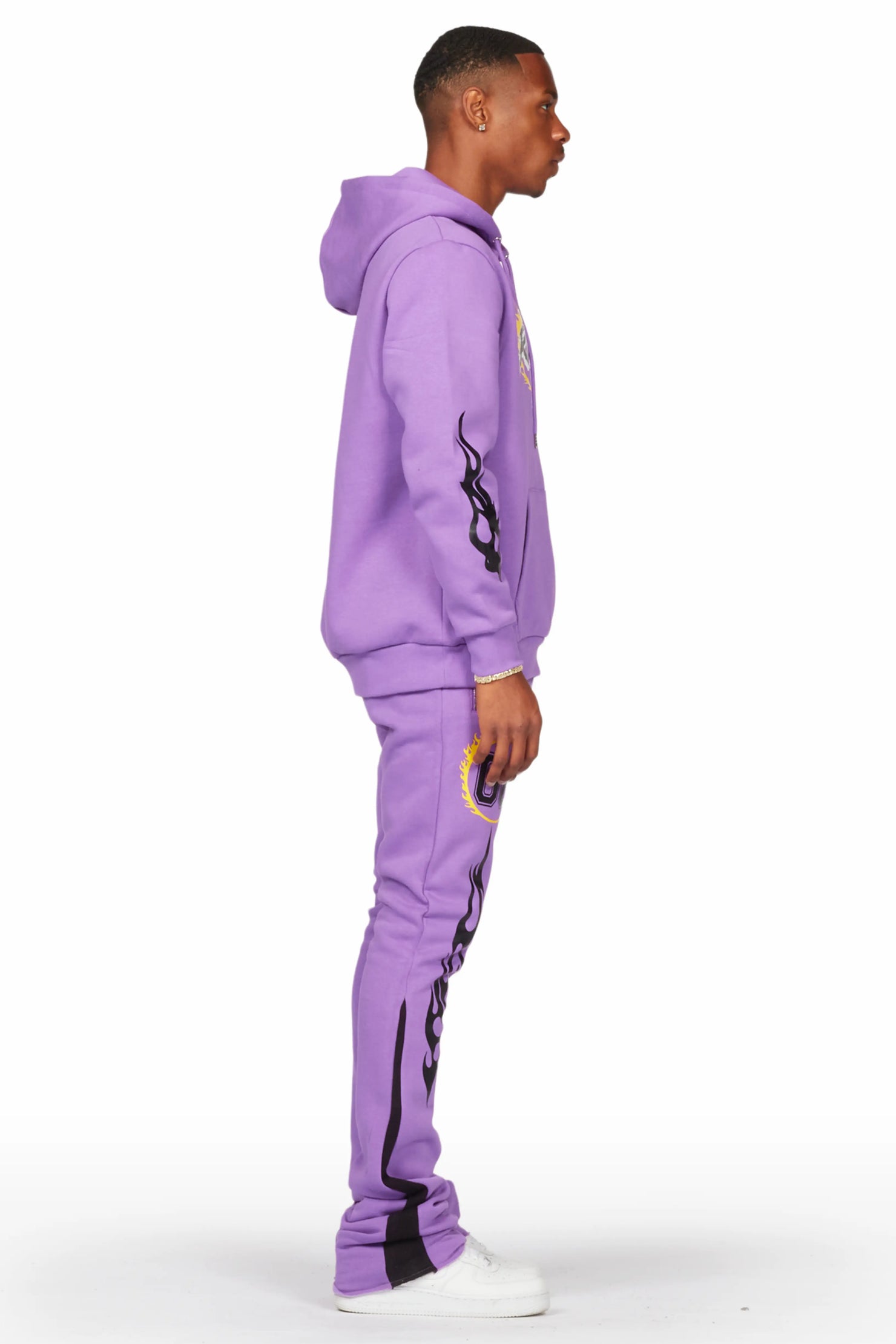 Draven Purple Hoodie/Stacked Flare Track Pant Set