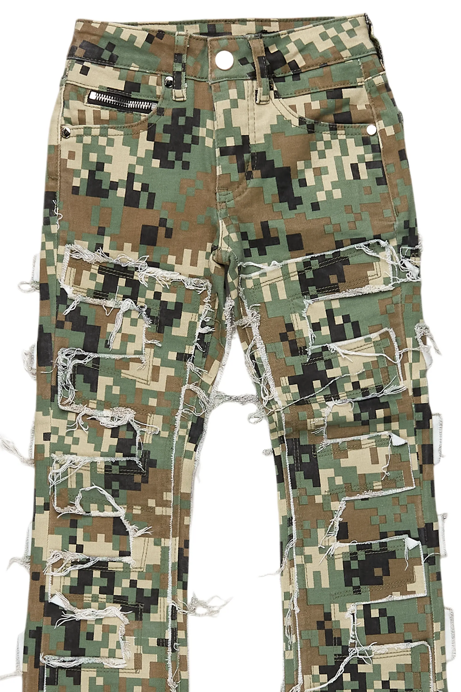 Boys Shake Digital Camo Stacked Flare Jean