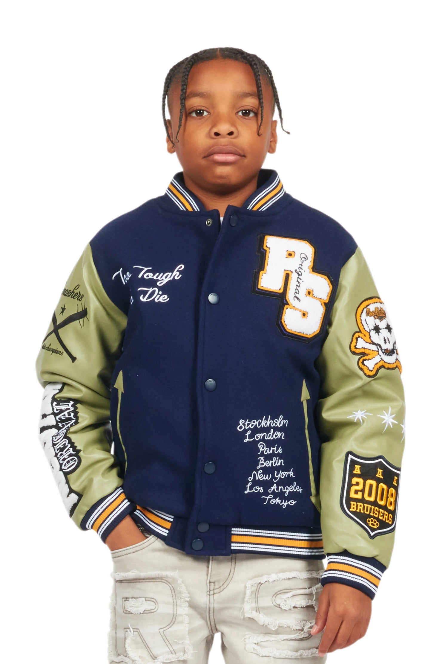 Boys Shexter Navy Varsity Jacket