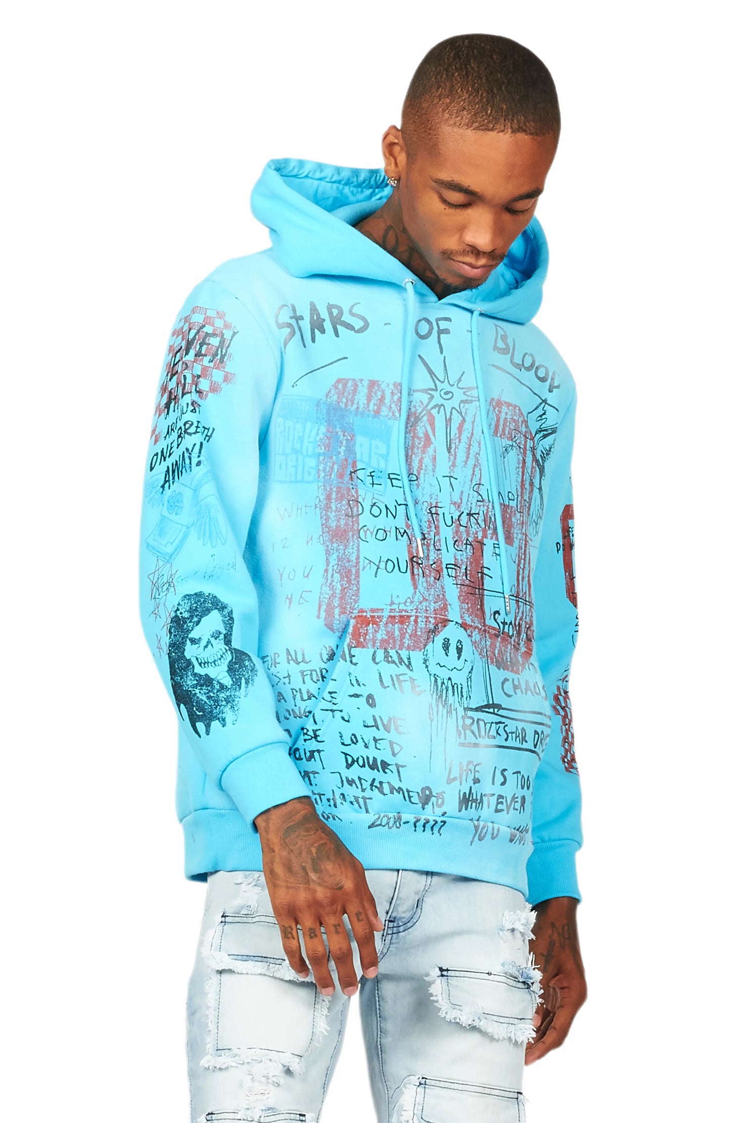 Gabin Blue Graphic Hoodie