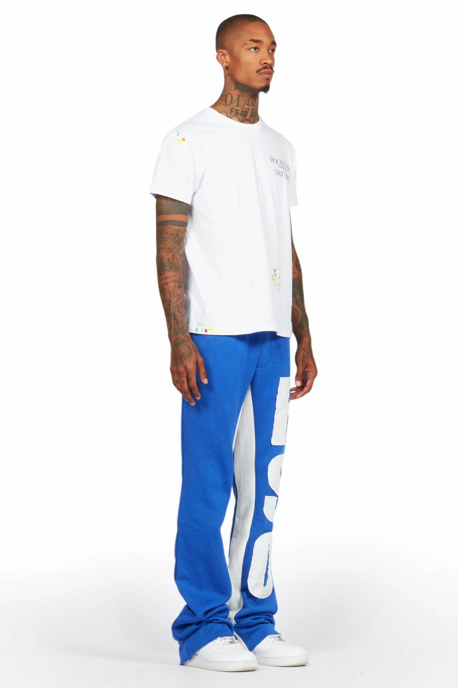 Uko Royal Blue Stacked Baggy Track Pant