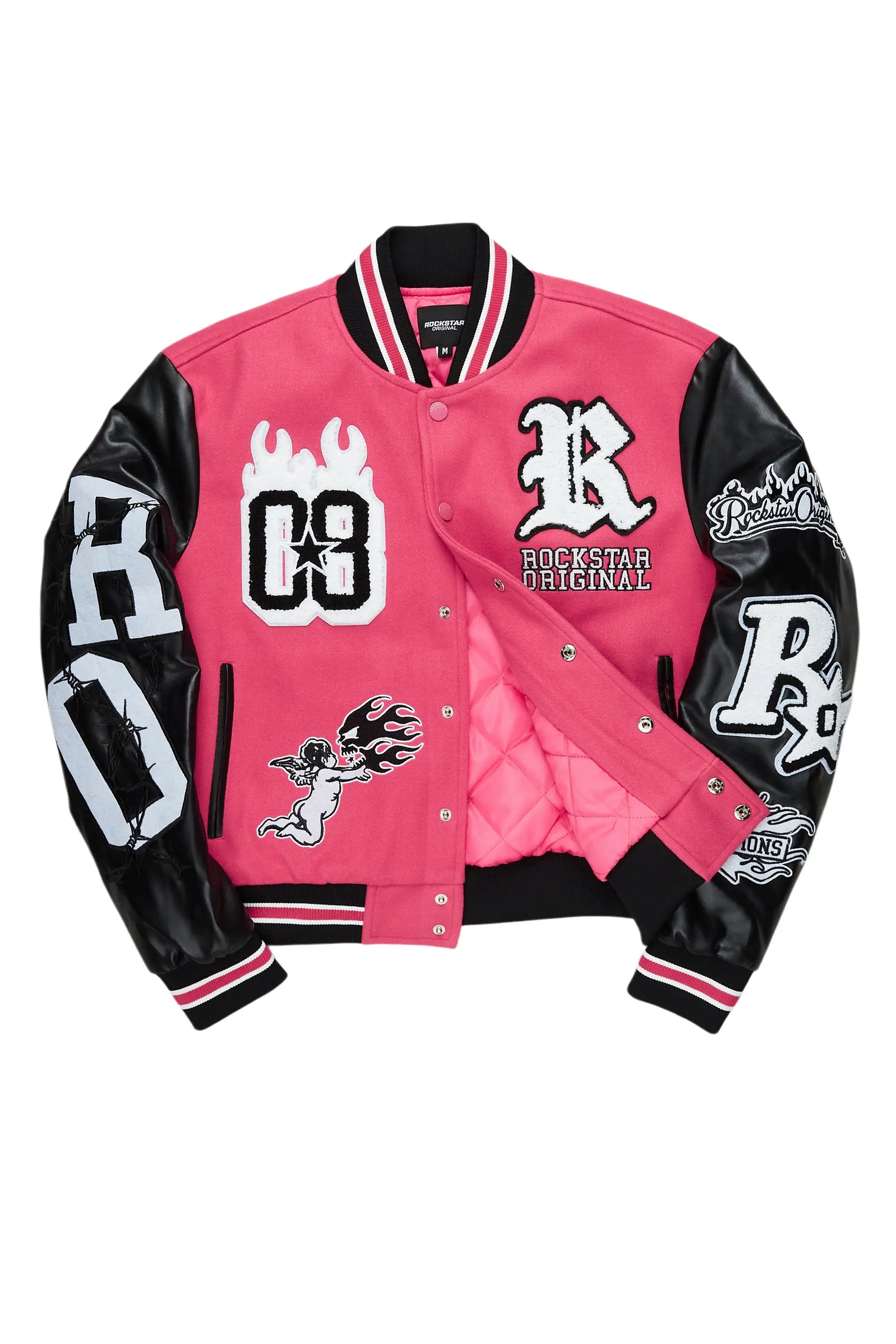 Sharray Fuchsia Oversized Varsity Jacket