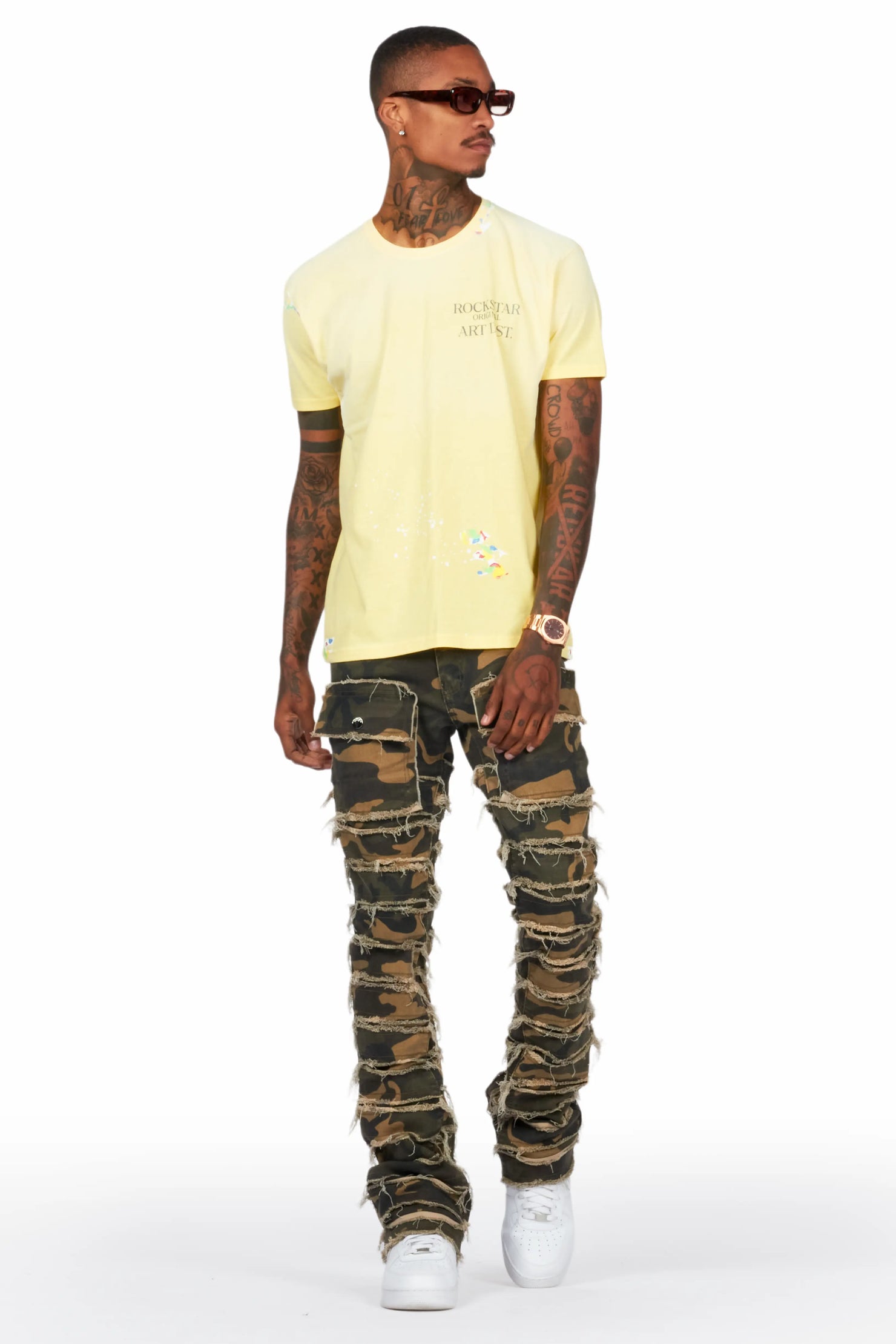 Kinby Camo Stacked Flare Jean