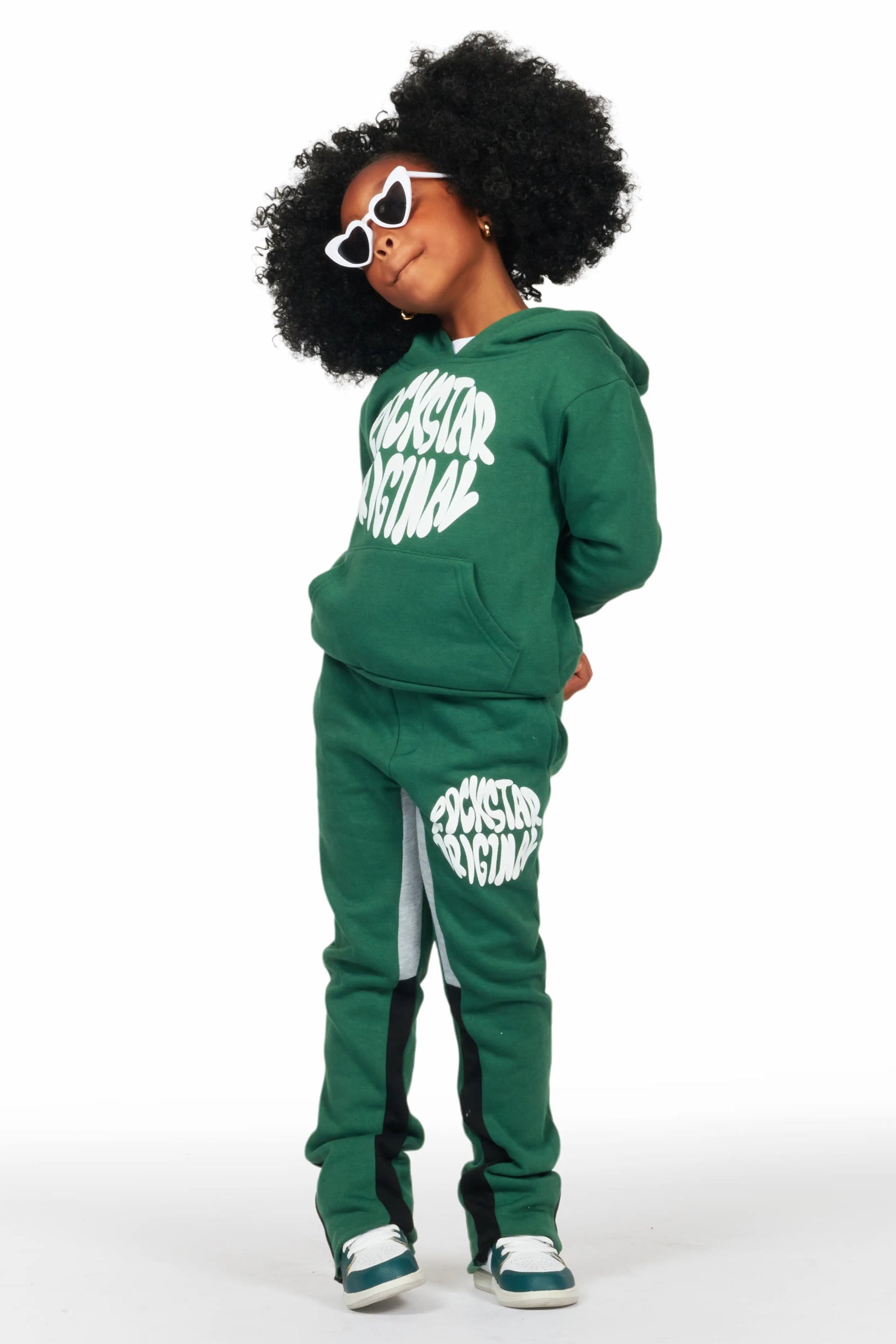 Girls Rayna Green Stacked Pant Set