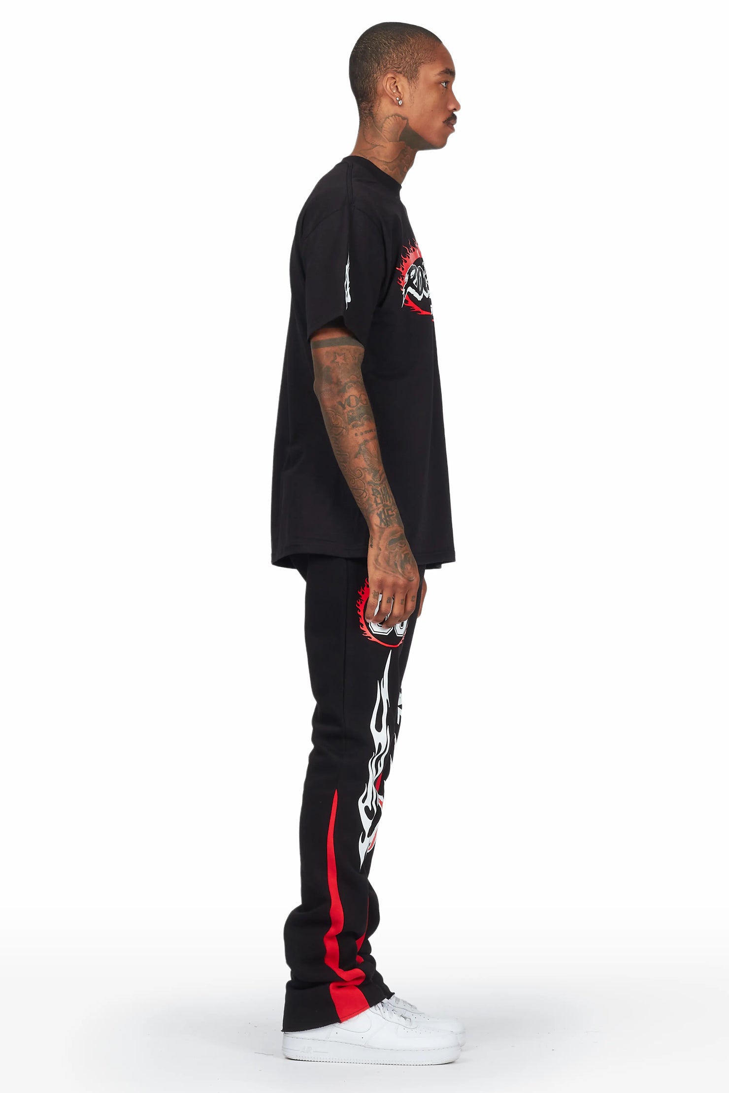 Draven Black/Red T-Shirt Stacked Flare Trackset