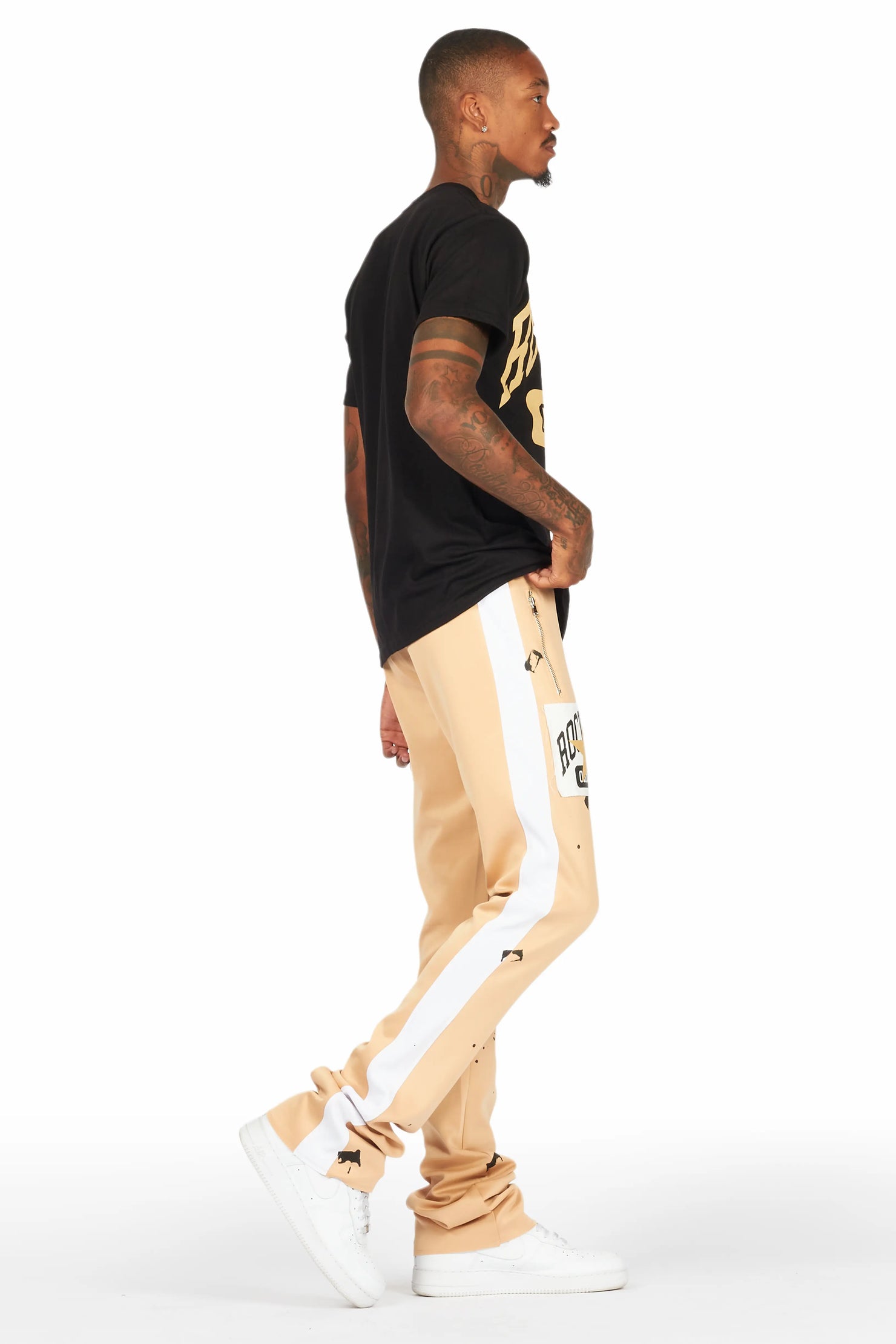 Dash Black/Beige T-Shirt/Stacked Flare Track Set