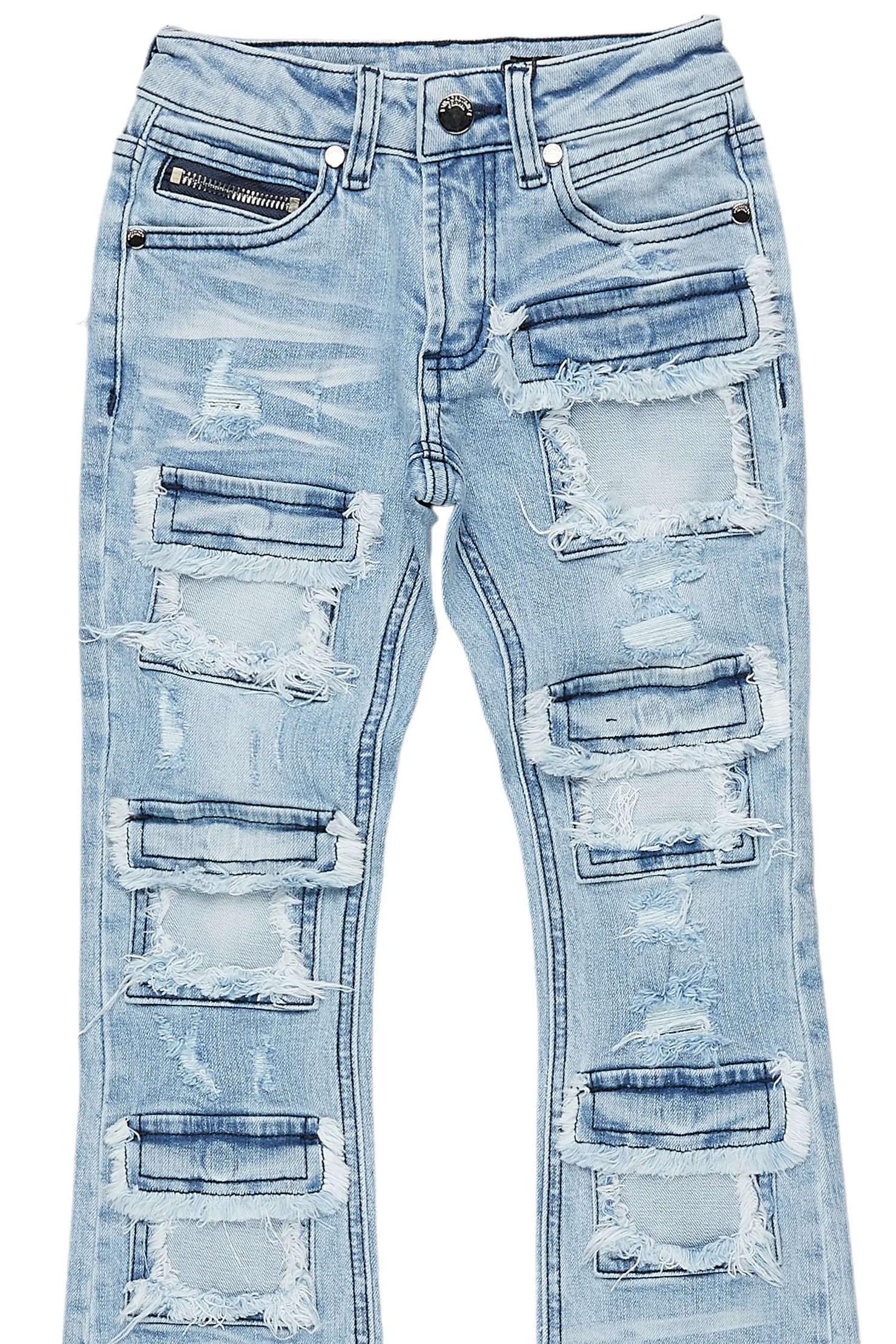 Boys Petrus Blue Stacked Flare Jean